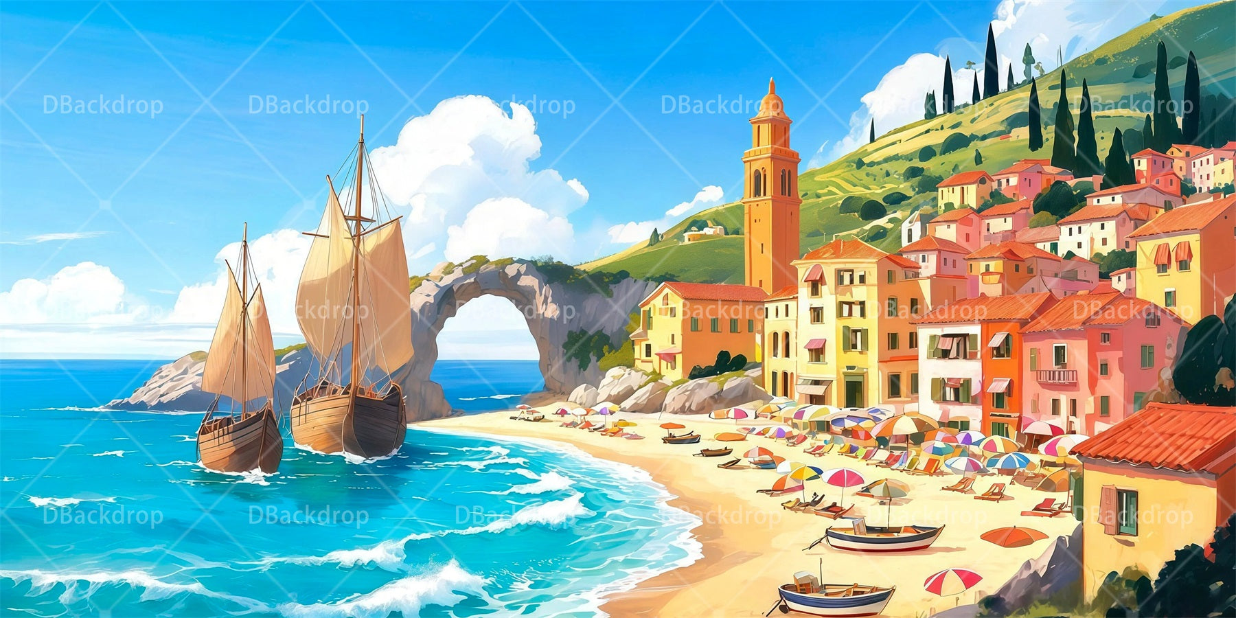 Movie Theater Backdrop Seaside Boulevard Stage Backdrop Ideas RR65-T66