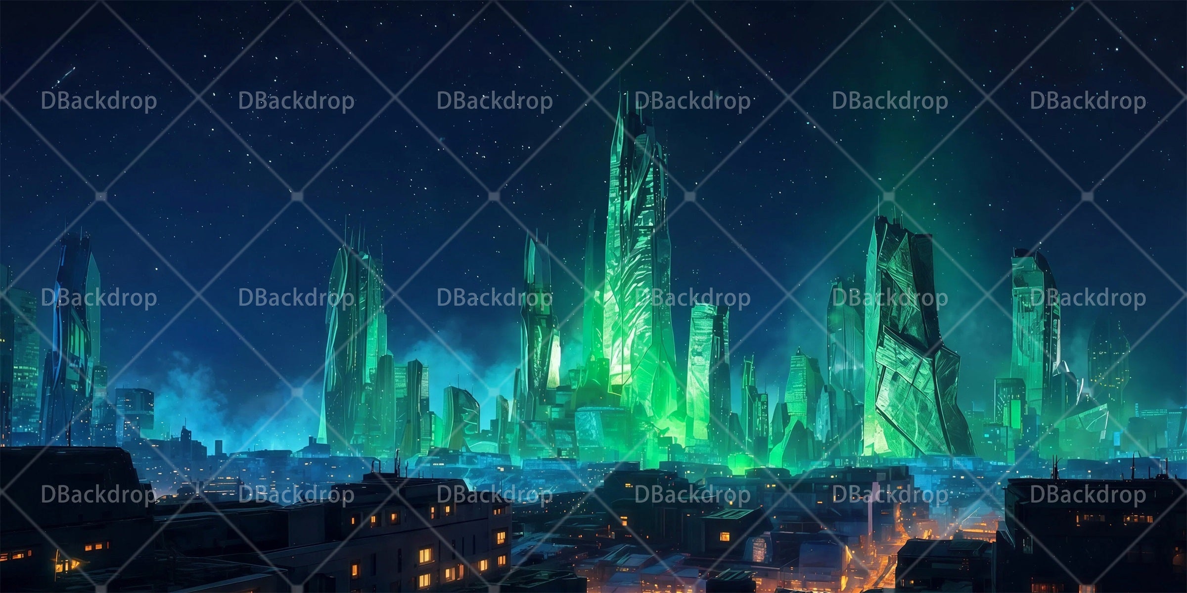 Large Stage Backdrops Futuristic Emerald City Movie Theater Backdrop RR65-T97