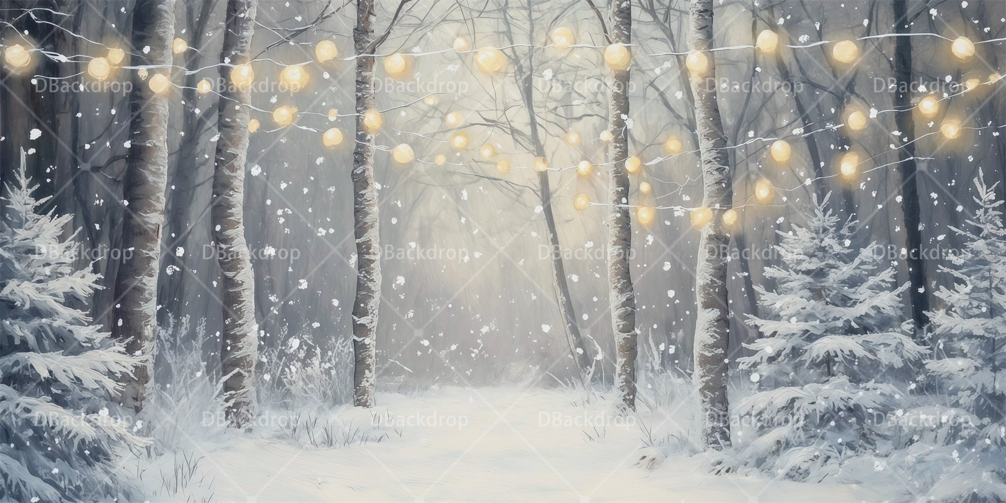 Forest Stage Backdrop Winter Fairytale Forest Stage Scenery Backdrops RR66-T116