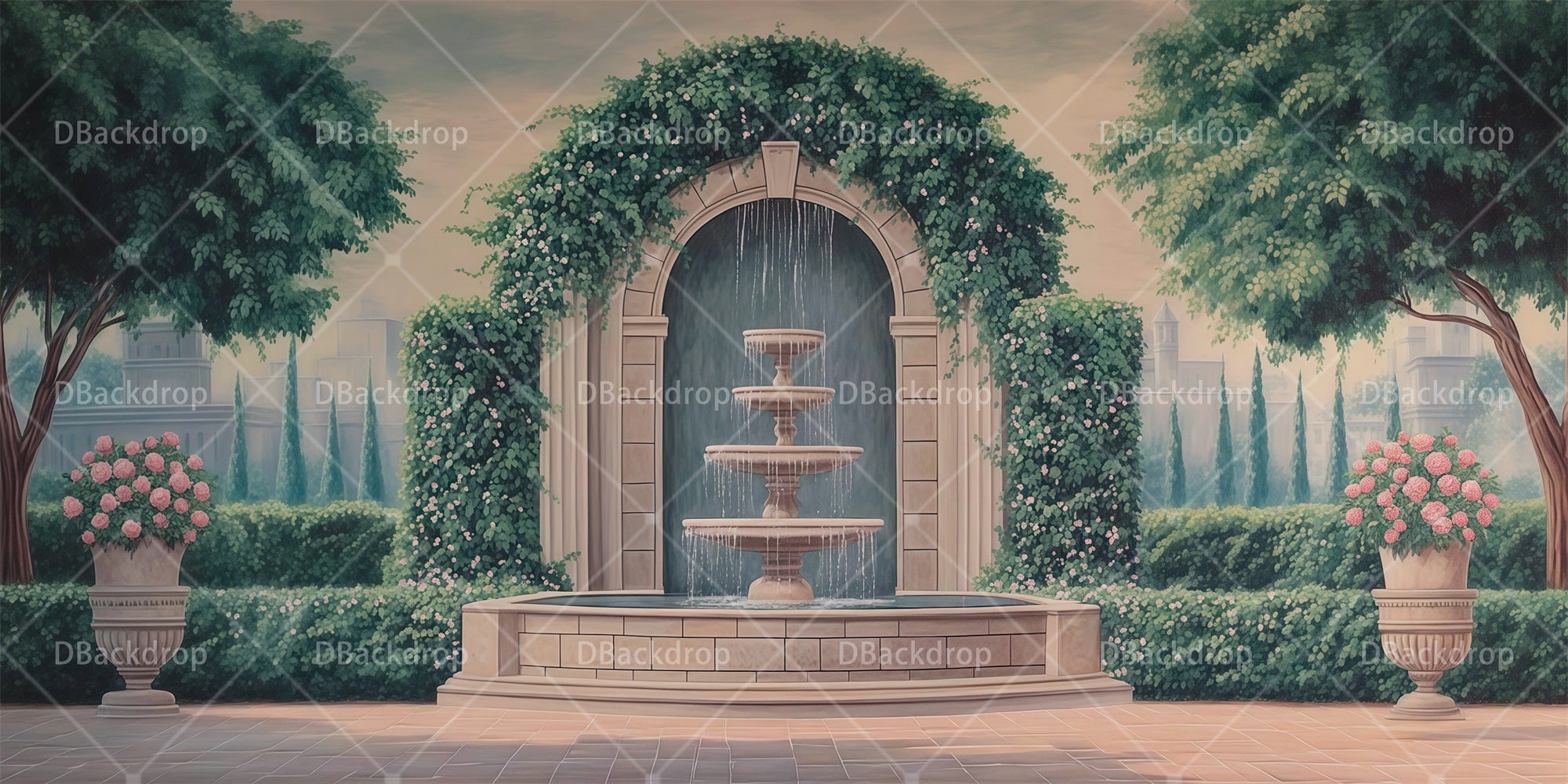 Stage Backdrops For Sale Garden Fountain Theater Backdrops RR66-T12
