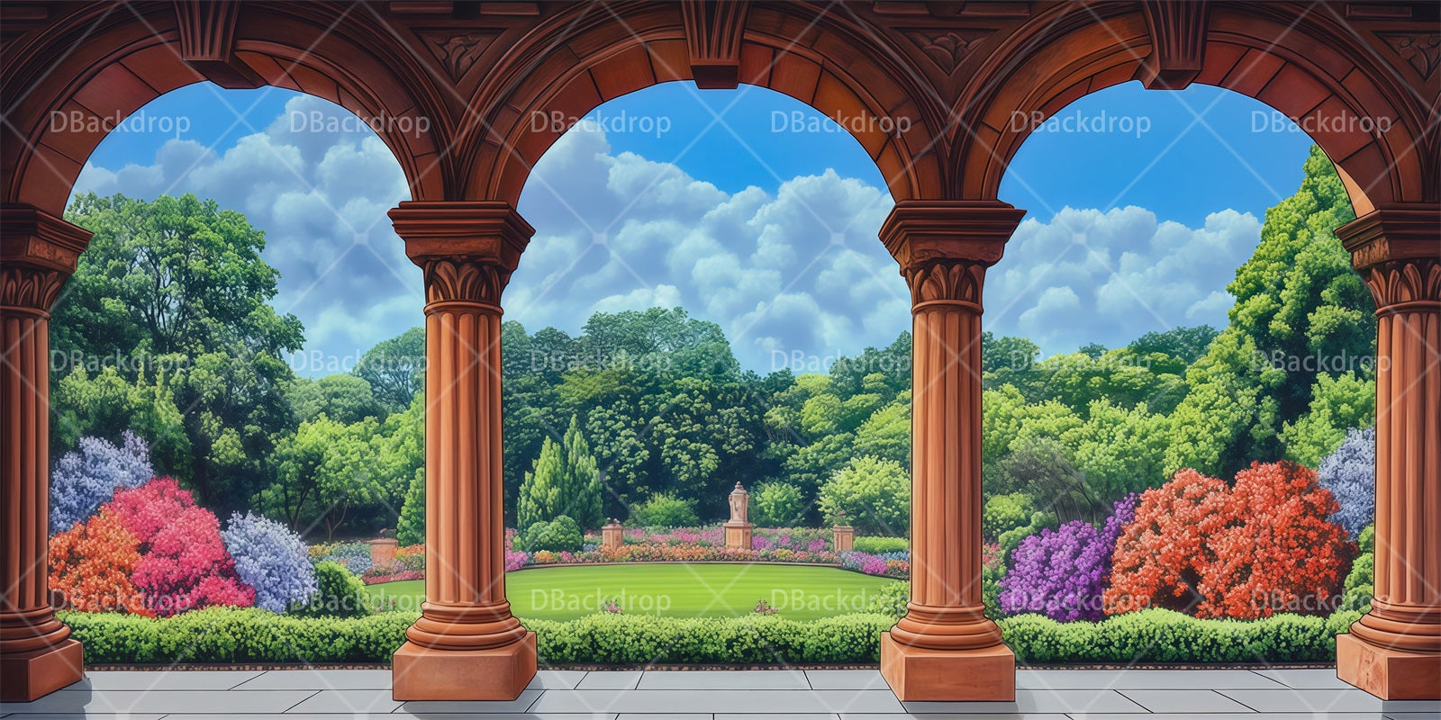 Movie Theater Backdrop Colorful Garden Arches Stage Backdrops RR66-T15