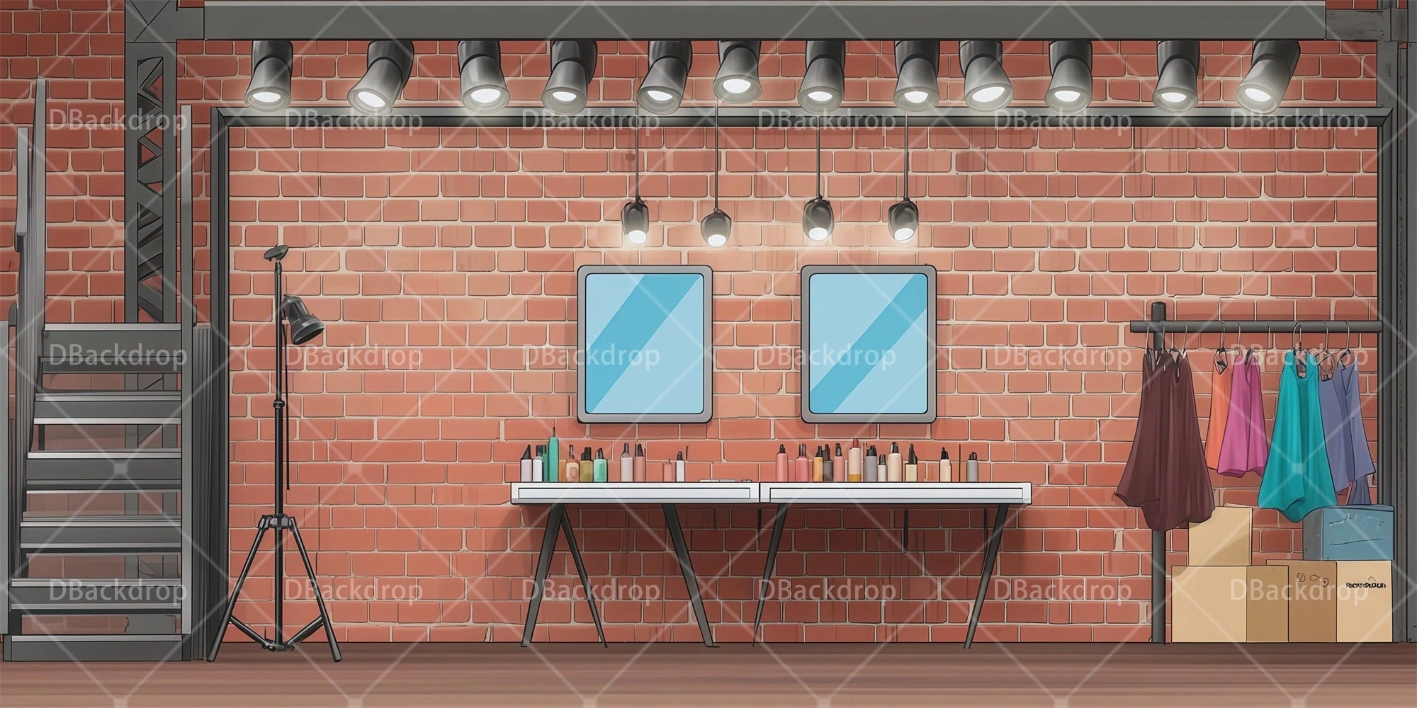 Movie Theater Backdrop Theater Dressing Room School Play Backdrops RR66-T2