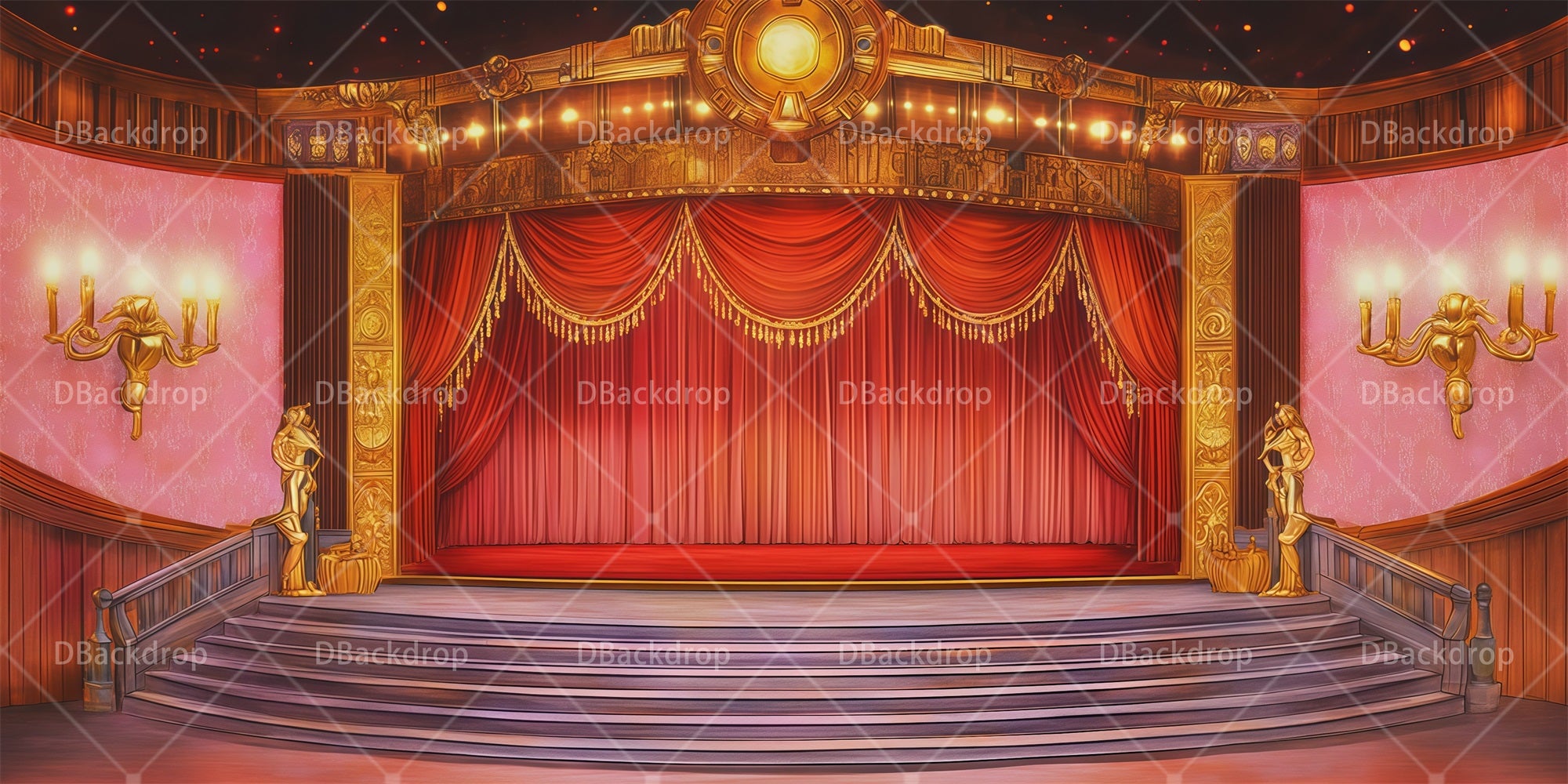 Broadway Stage Backdrop Speakeasy Interior School Dance Backdrop RR66-T27