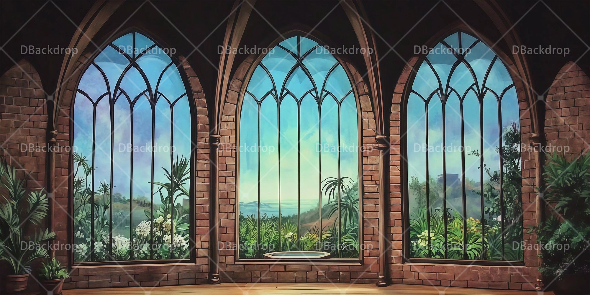 Theater Backdrops Garden Window Hall Stage Backdrops RR66-T37