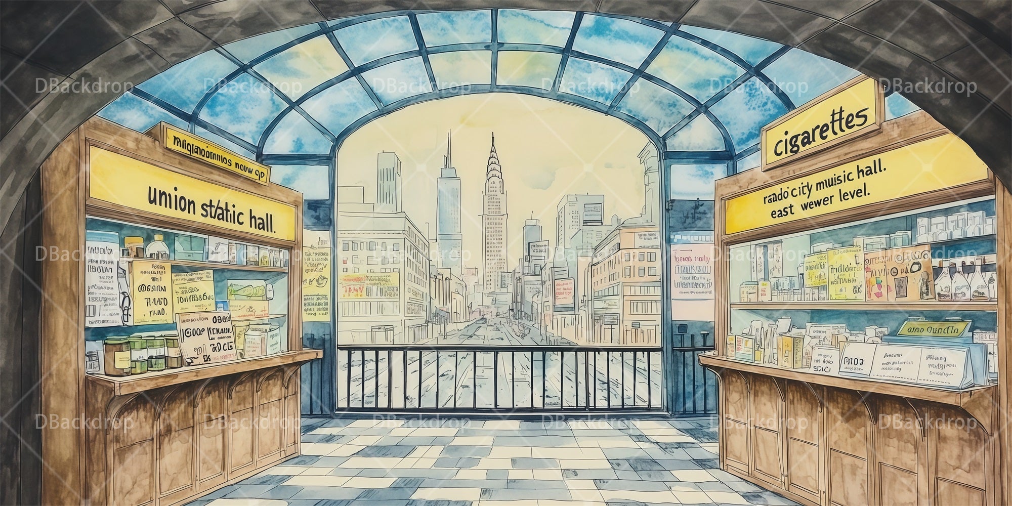Stage Backdrop Railway Station hall Performance Backdrop RR66-T38