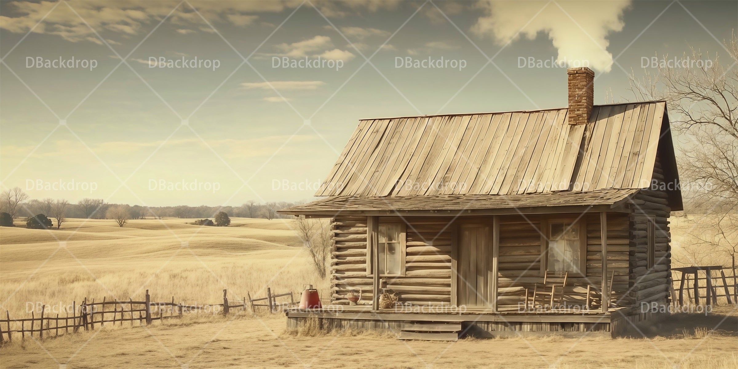 Theater Stage Backdrops Country Log Cabin Scenic Backdrops RR66-T60