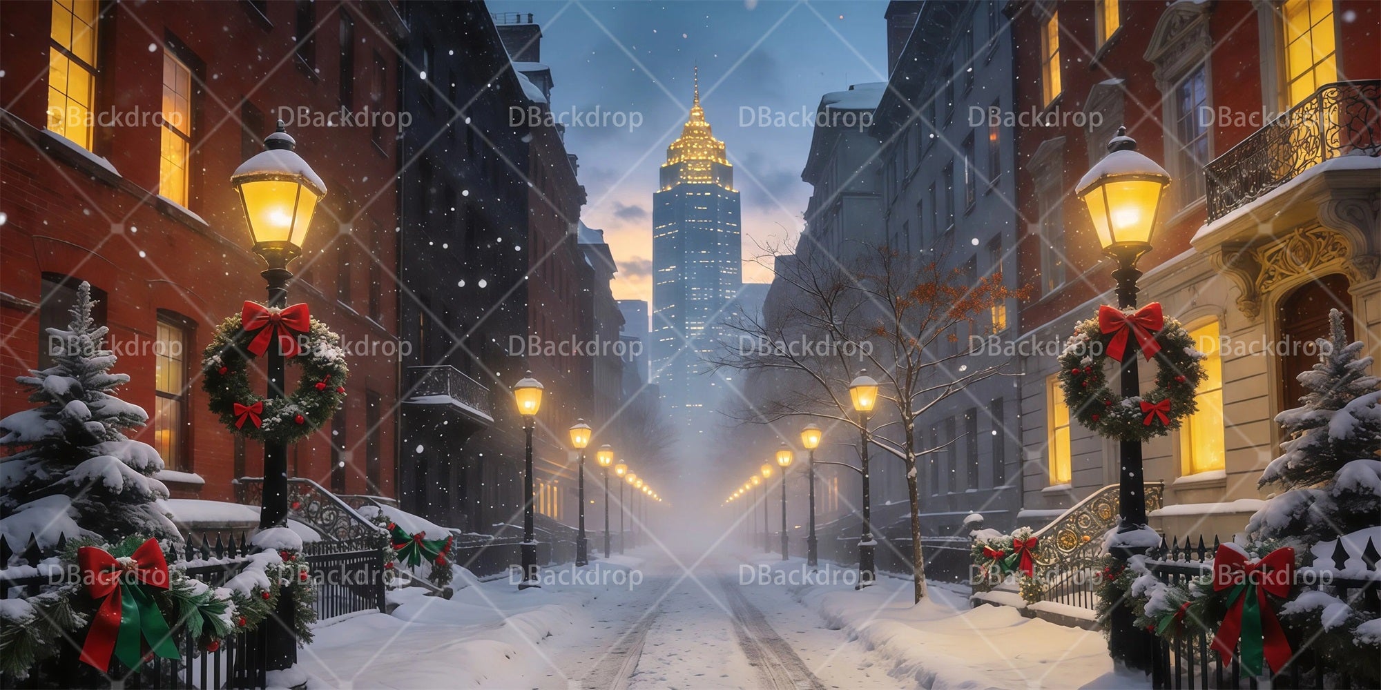 Backdrops Theater Winter City Street Stage Backdrop Ideas RR66-T7