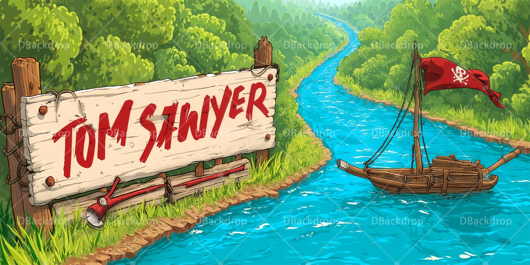 Theater Stage Backdrops Pirate River Raft Performance Backdrop RR66-T72