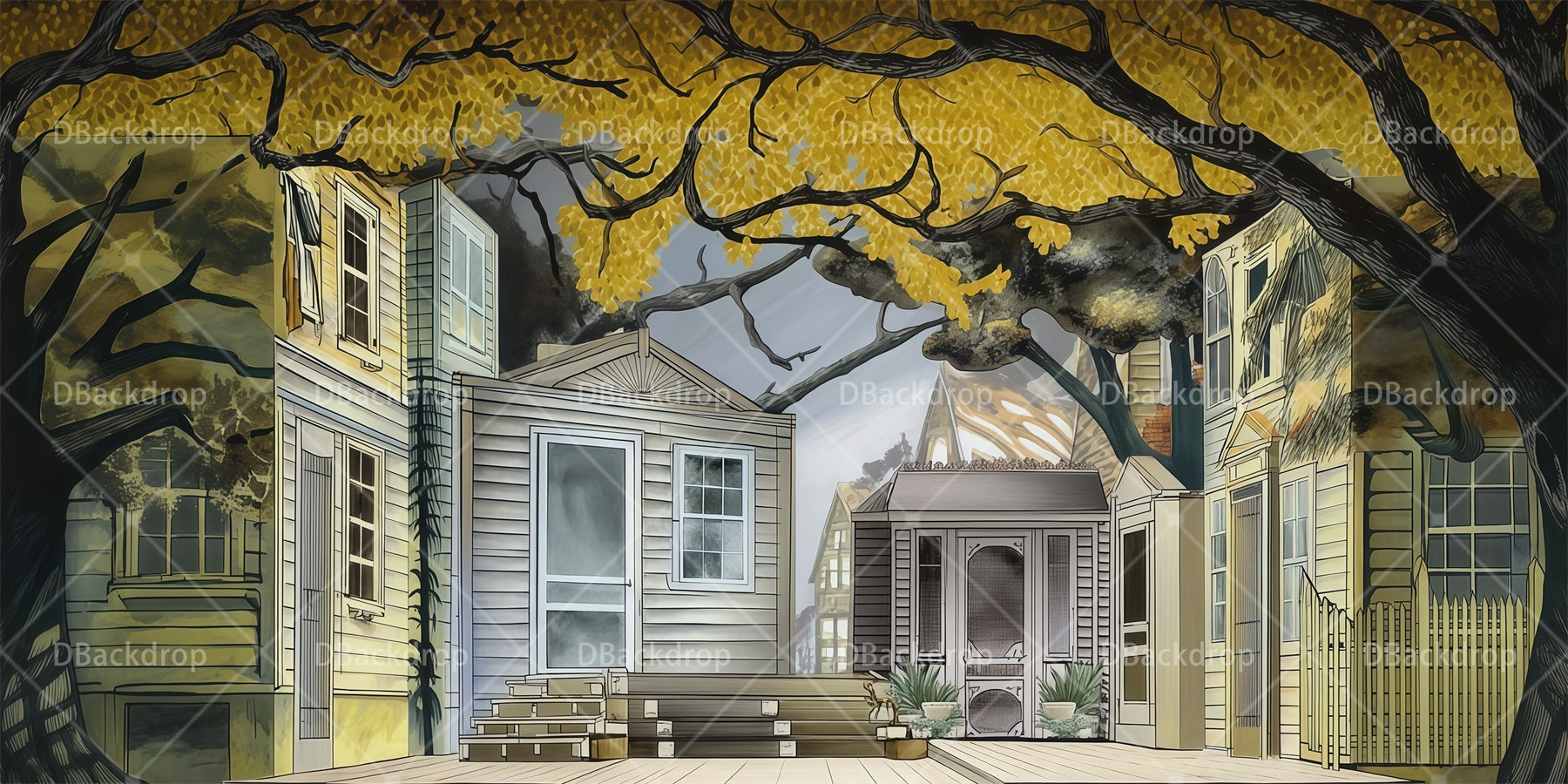 Stage Backdrop Ideas Maycomb Town Movie Theater Backdrop RR66-T95