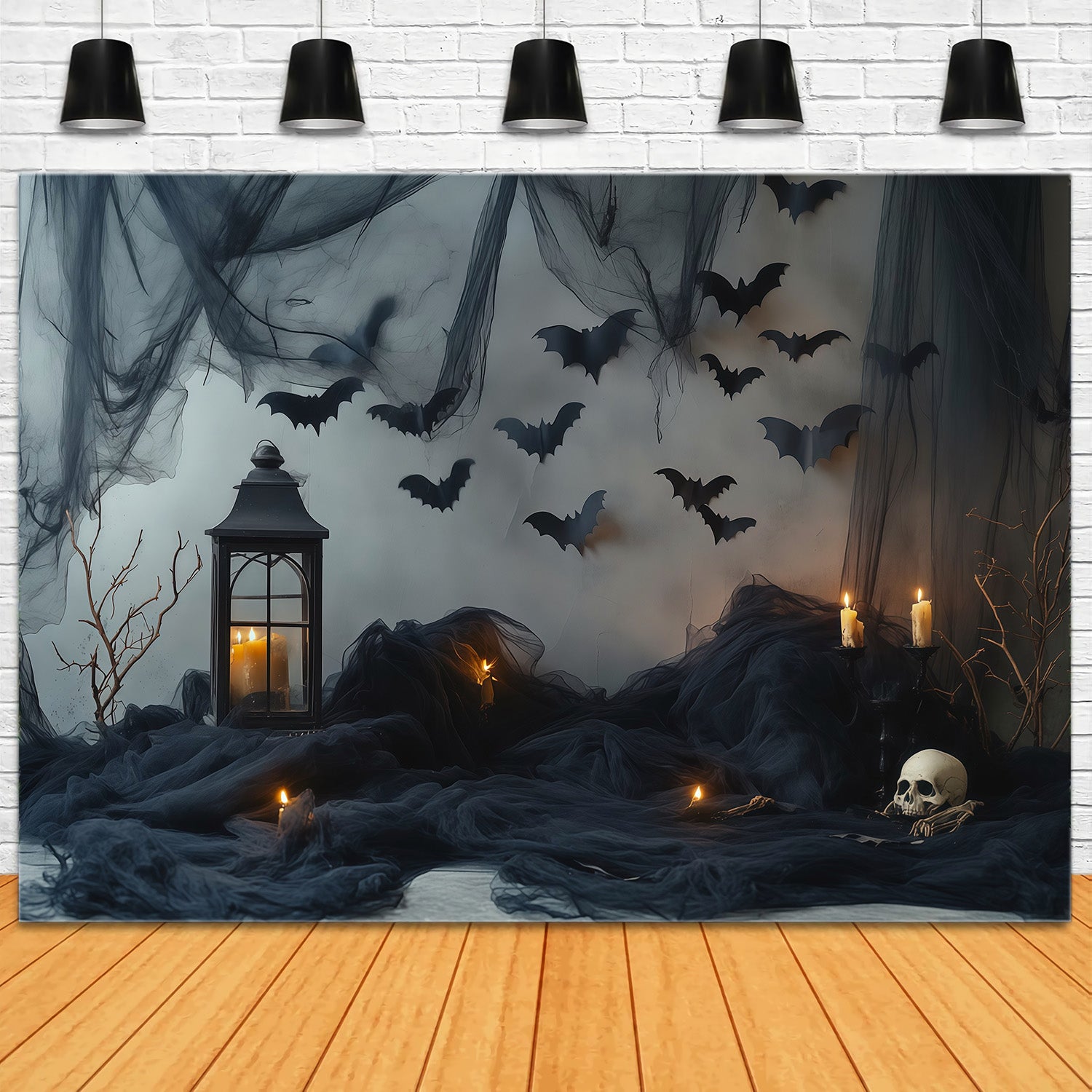 Halloween Backdrop Photos Dark Bat Candle Drapes DIY Halloween Photo Backdrop RR67-100