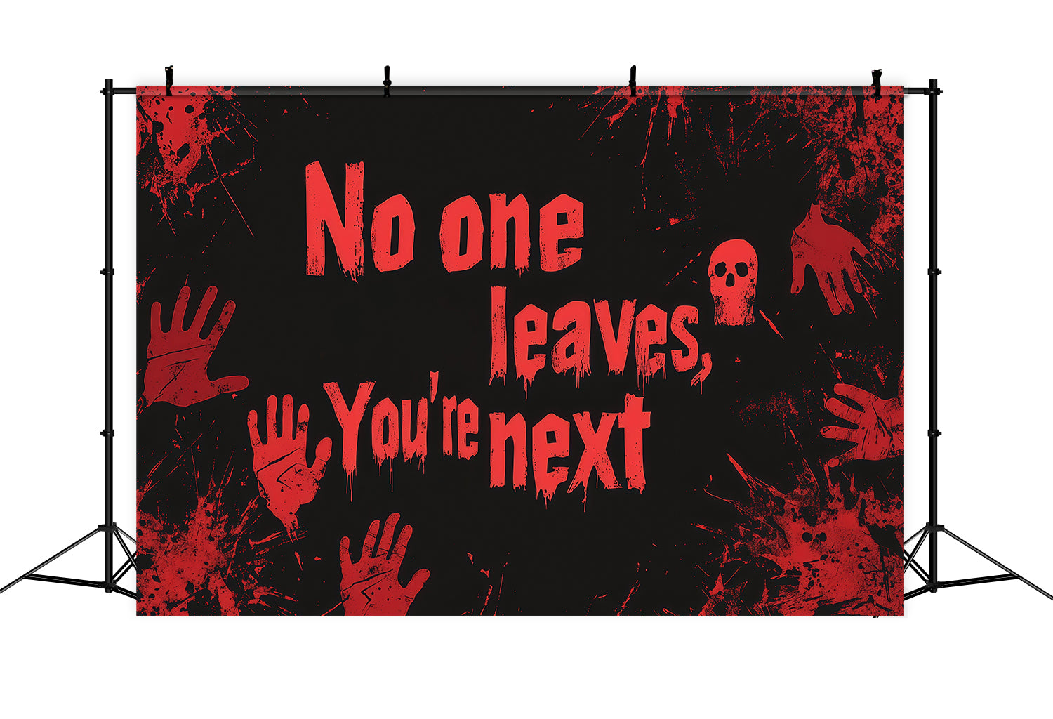 Halloween Bloody Backdrop Ghoic Warning Handprints Wall Halloween Backdrops RR67-102