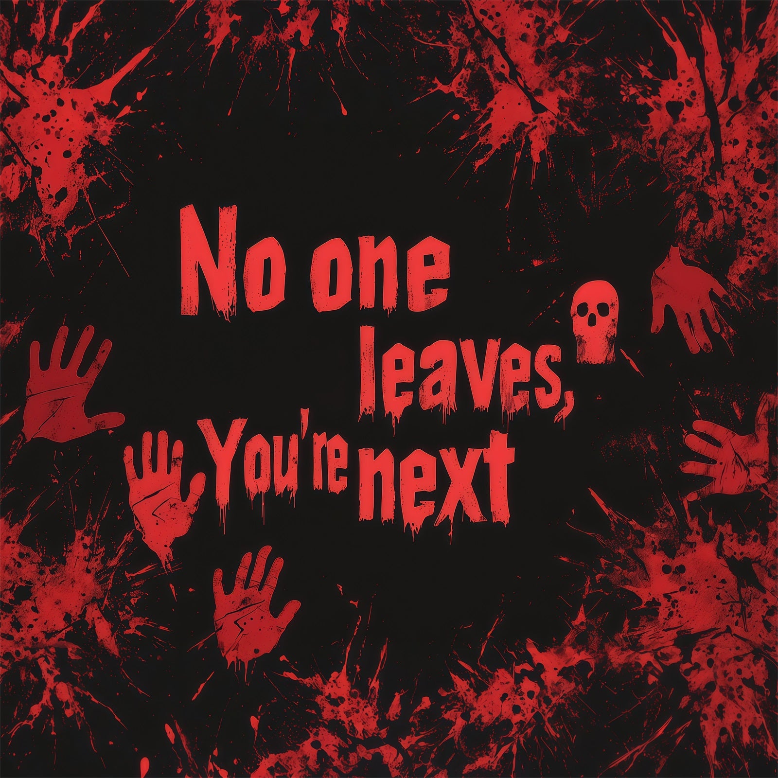 Halloween Bloody Backdrop Ghoic Warning Handprints Wall Halloween Backdrops RR67-102