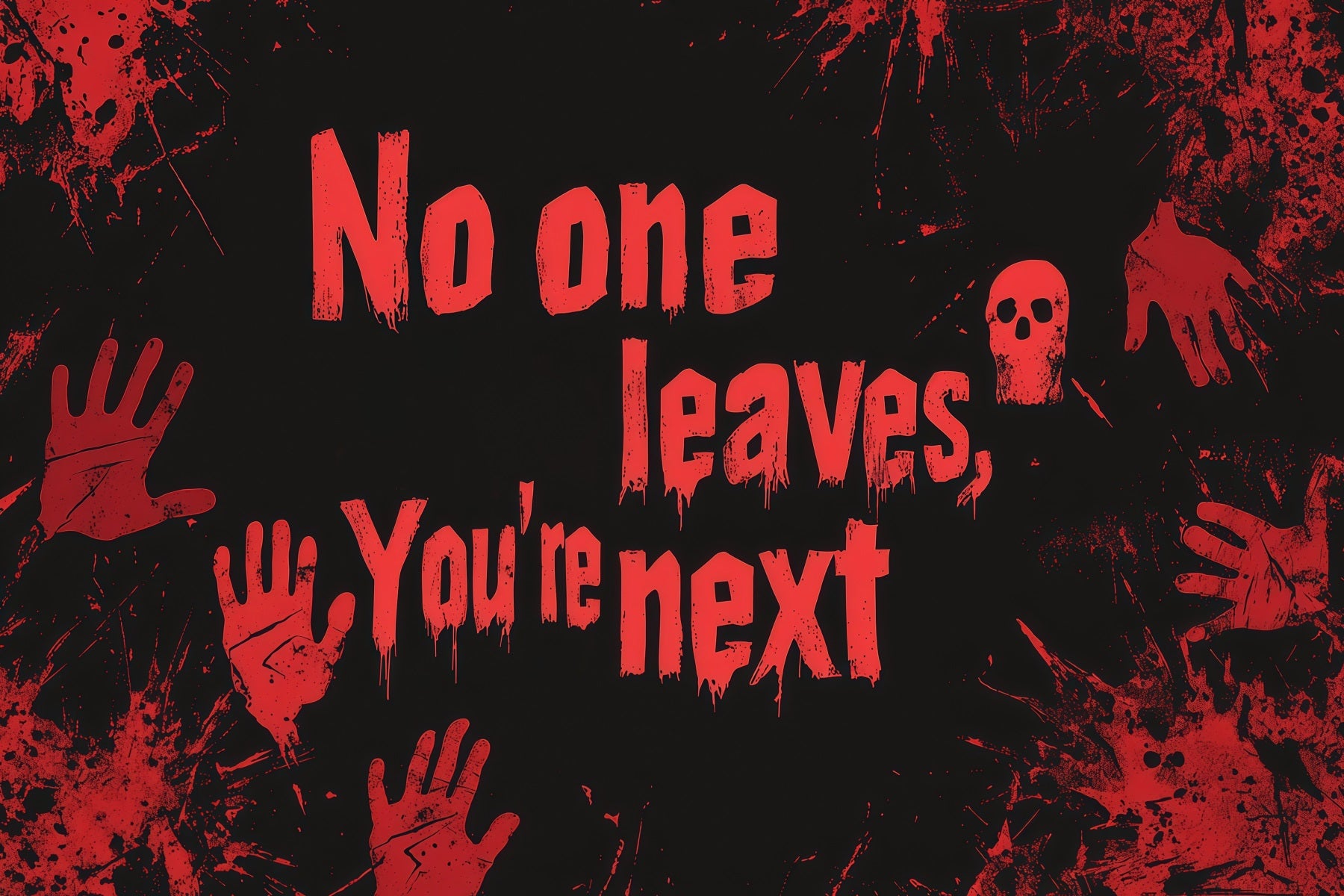 Halloween Bloody Backdrop Ghoic Warning Handprints Wall Halloween Backdrops RR67-102