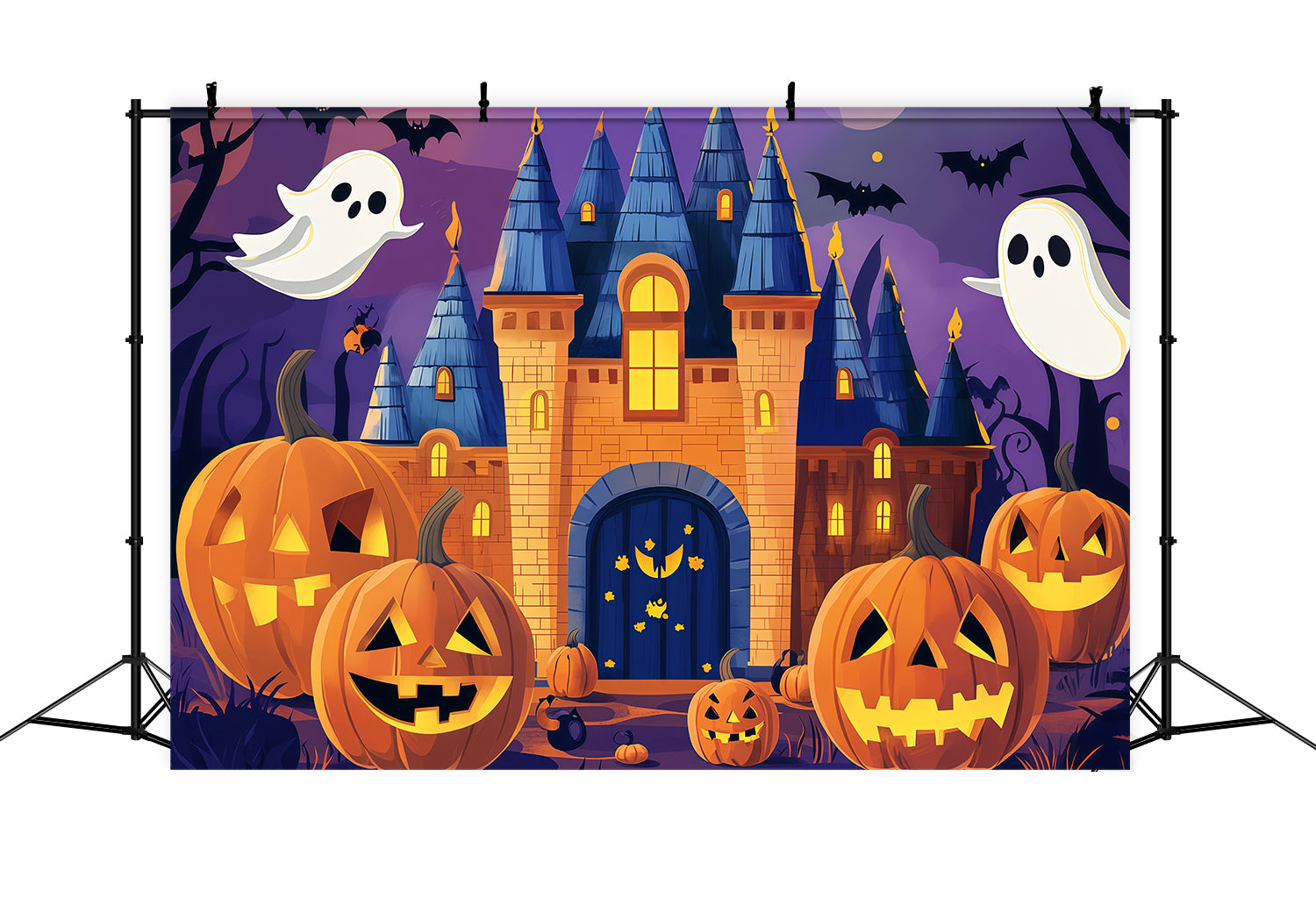 Halloween Cardboard Backdrops Ghost Castle Pumpkin Night Halloween Photography Backdrop RR67-119