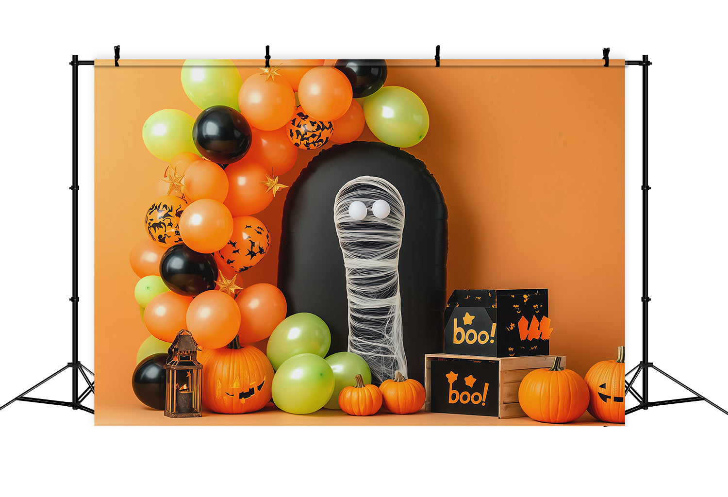 Halloween Picture Backdrops Mummy Balloon Pumpkin Party Halloween Birthday Backdrop RR67-126