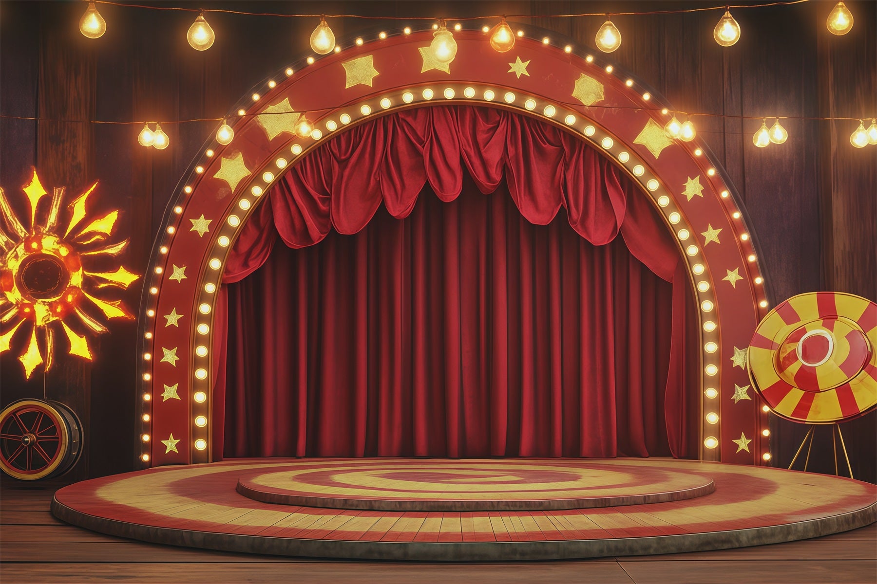 Halloween Stage Backdrop Vintage Circus Curtain Stage Halloween Photography Backdrops RR67-134