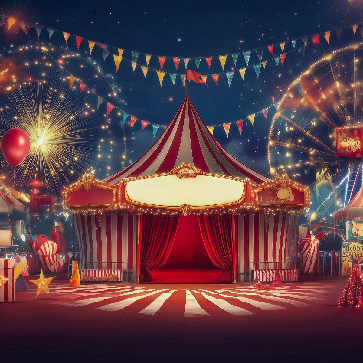 Halloween Backdrops For Pictures Firework Carnival Entrance Halloween Circus Backdrop RR67-138