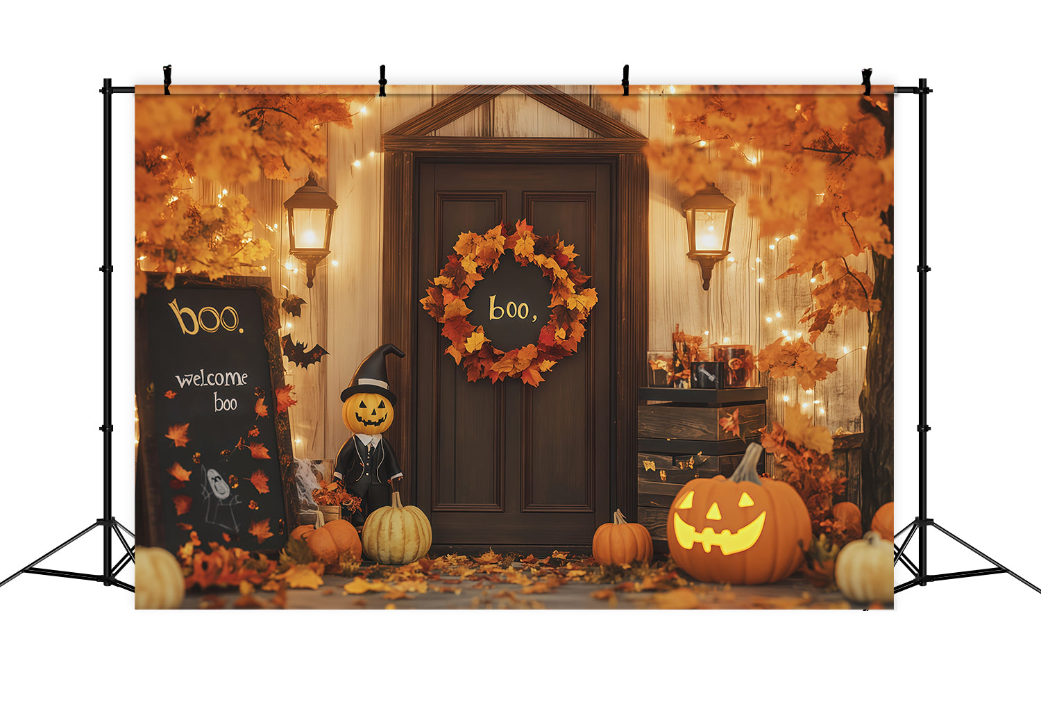 Diy Halloween Photo Booth Backdrop Pumpkin Doorway Welcome 10x10 Halloween Backdrop RR67-140