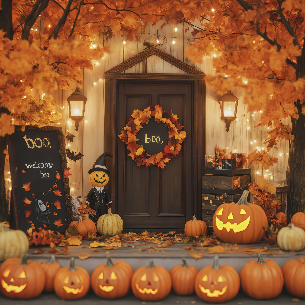 Diy Halloween Photo Booth Backdrop Pumpkin Doorway Welcome 10x10 Halloween Backdrop RR67-140