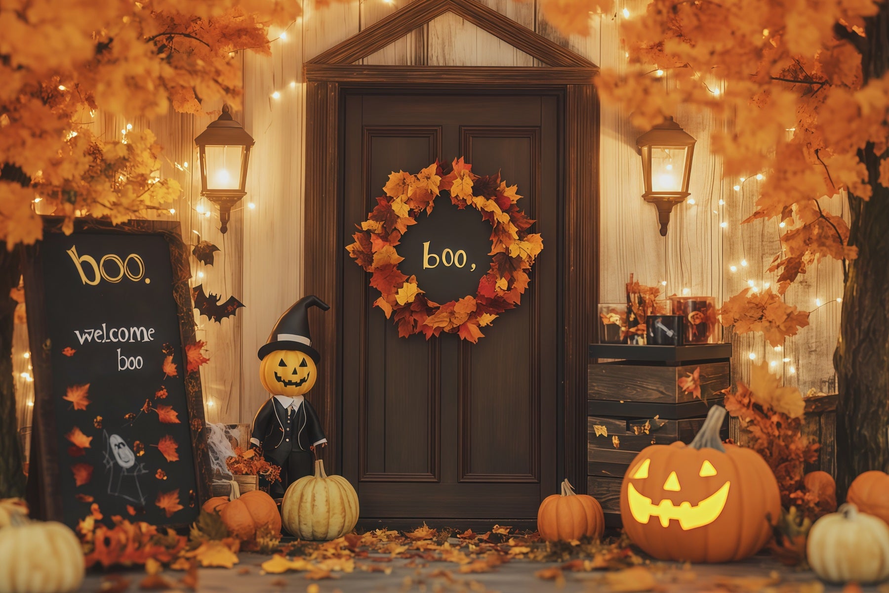 Diy Halloween Photo Booth Backdrop Pumpkin Doorway Welcome 10x10 Halloween Backdrop RR67-140