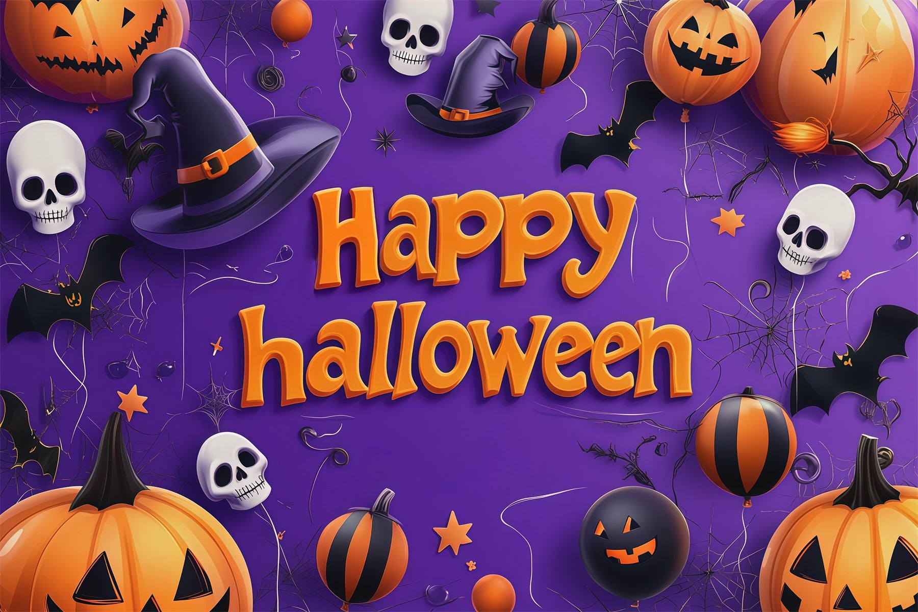 Halloween Backdrop Ideas Diy Pumpkin Skull Balloon Party Purple Halloween Backdrop RR67-143