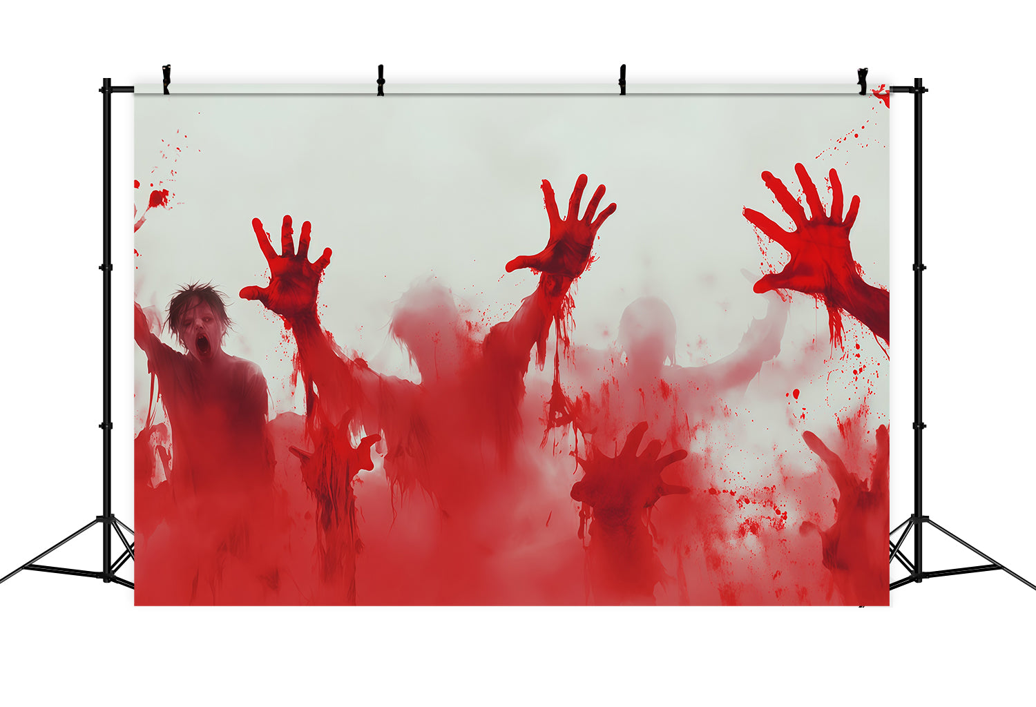 Halloween Bloody Backdrop Bloody Zombie Handprints Attack Halloween Backdrops RR67-151