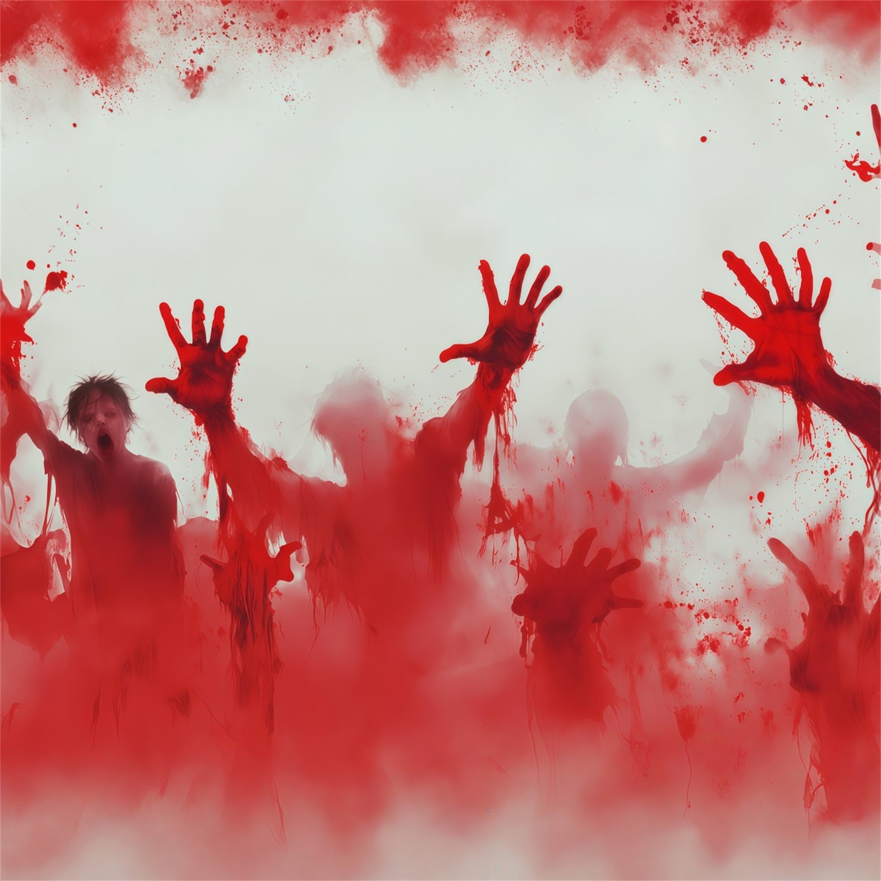 Halloween Bloody Backdrop Bloody Zombie Handprints Attack Halloween Backdrops RR67-151