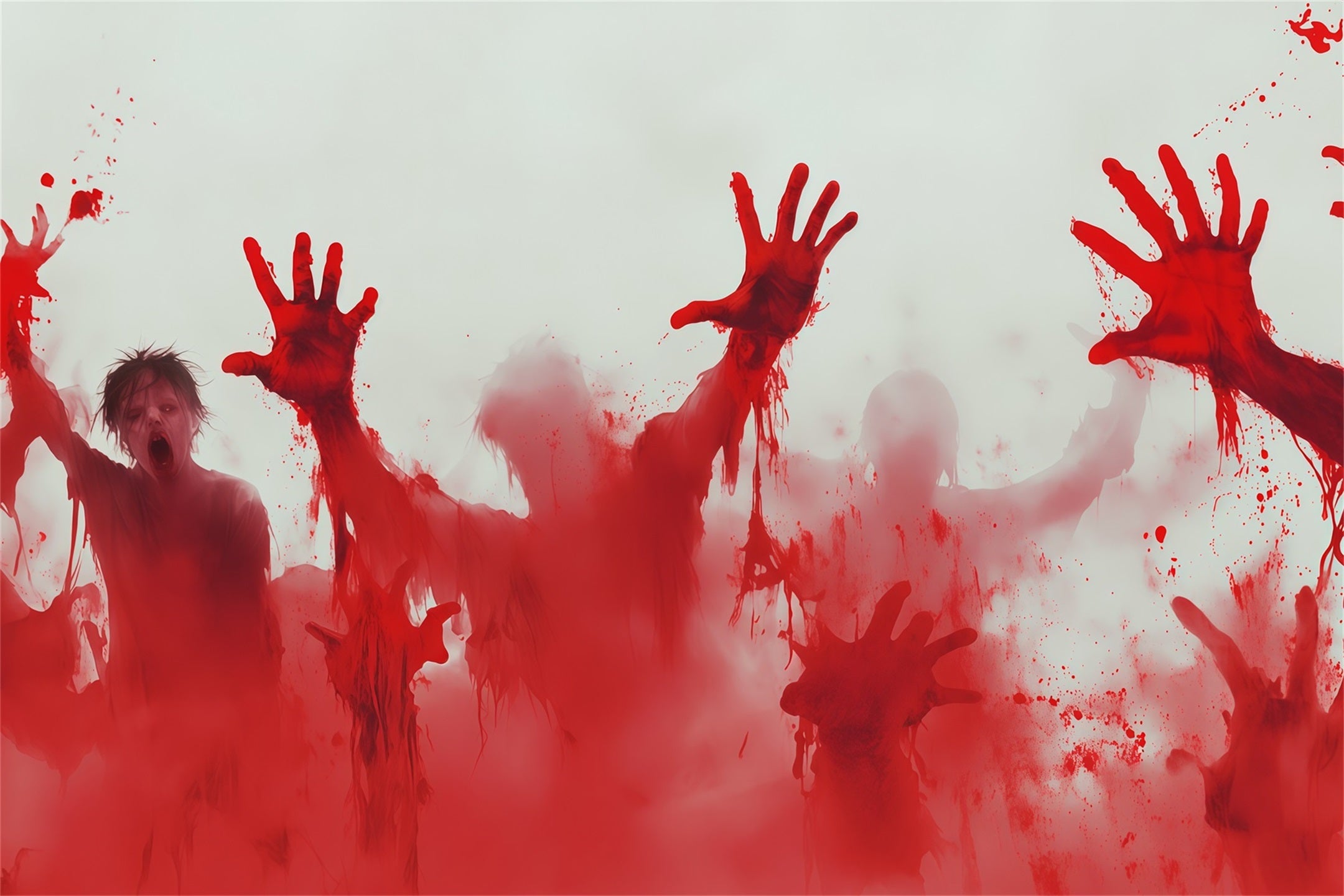 Halloween Bloody Backdrop Bloody Zombie Handprints Attack Halloween Backdrops RR67-151