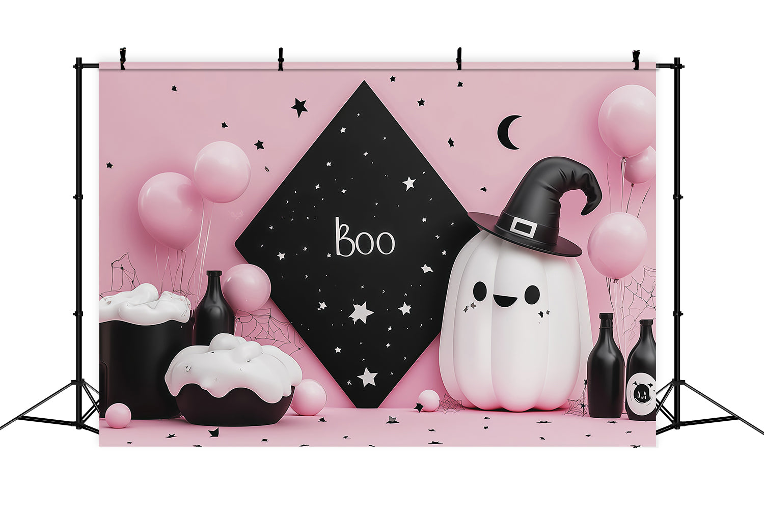 Cute Halloween Backdrops Pink Ghost Potion Party Halloween Backdrops Scene Setters RR67-155
