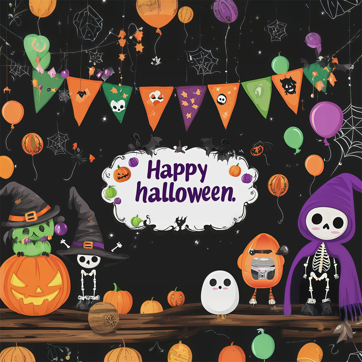 Halloween Party Backdrops Cute Skeleton Pumpkin Celebration Halloween Photo Booth Backdrop RR67-156