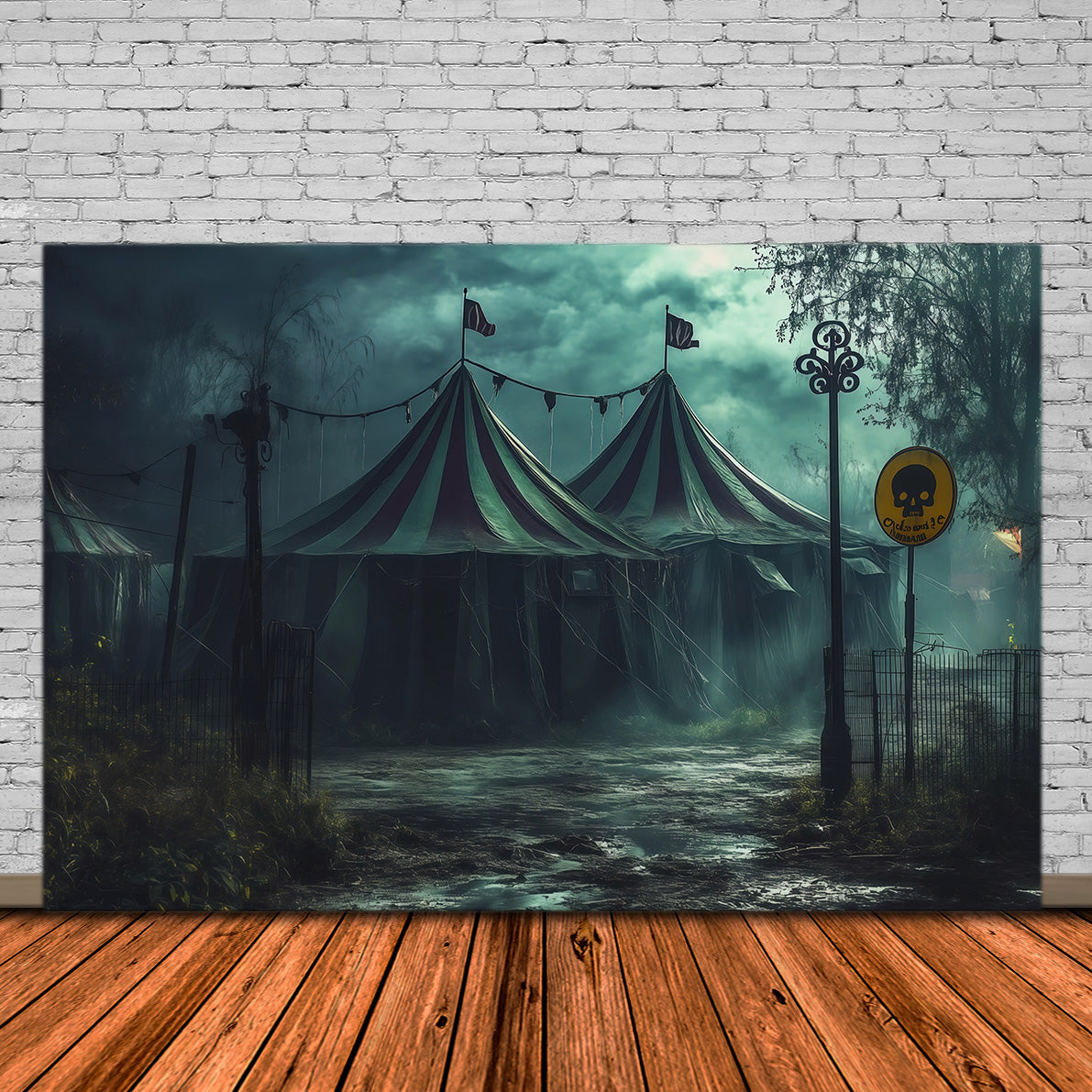 Scary Circus Backdrop Foggy Abandoned Grounds Wizard Of Oz Backdrop RR67-164