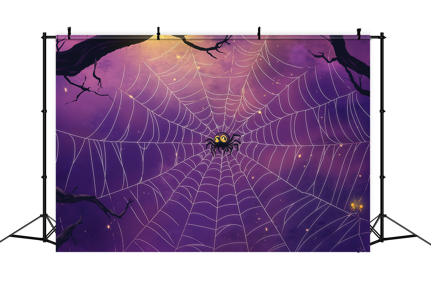 Spider Backdrop Purple Moonlit Spiderweb Hollow Diy Halloween Photo Backdrop RR67-167