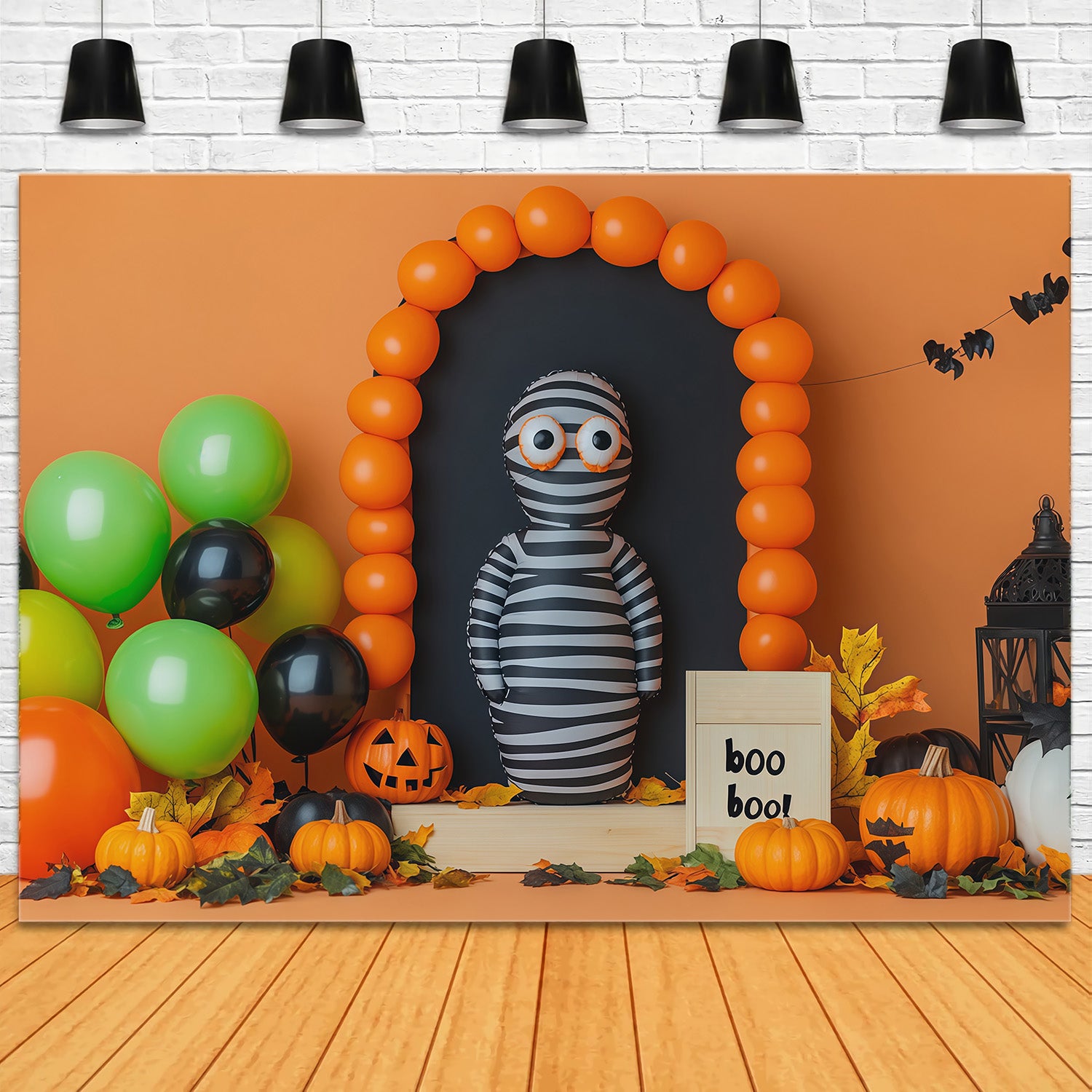 Halloween Balloon Backdrop Ideas Striped Mummy Arch Halloween Cardboard Backdrops RR67-182