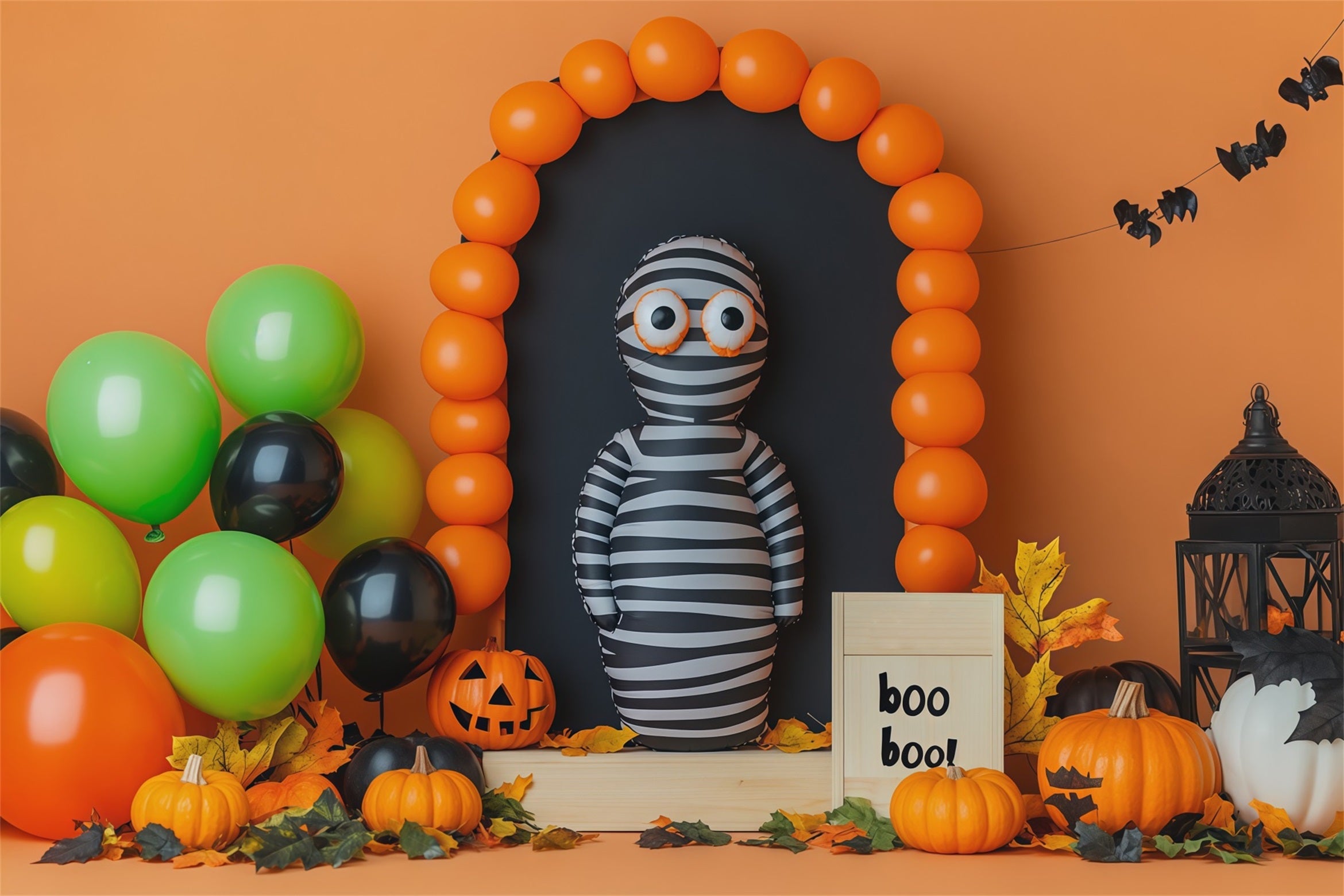 Halloween Balloon Backdrop Ideas Striped Mummy Arch Halloween Cardboard Backdrops RR67-182