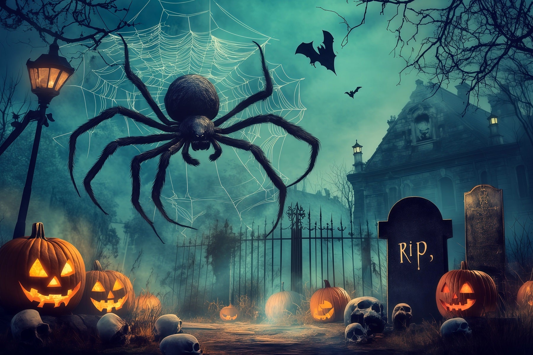 Spider Backdrops Pumpkin Graveyard Manor Backdrops For Magicians RR67-184