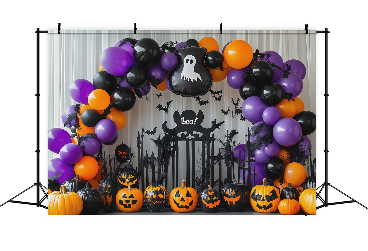 Halloween Balloon Photo Backdrop Ghost Pumpkin Arch Halloween Backdrop Outdoor RR67-185