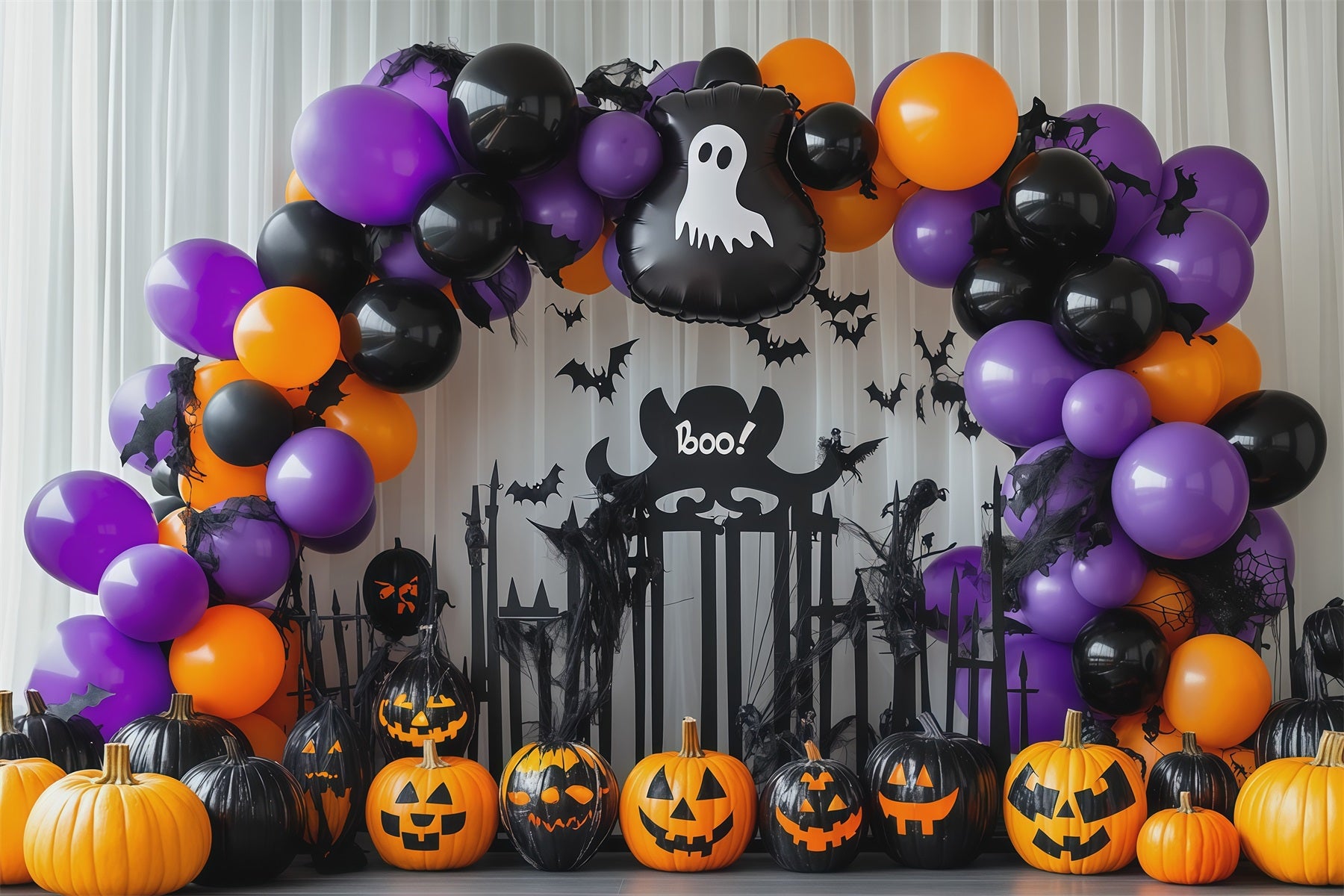 Halloween Balloon Photo Backdrop Ghost Pumpkin Arch Halloween Backdrop Outdoor RR67-185