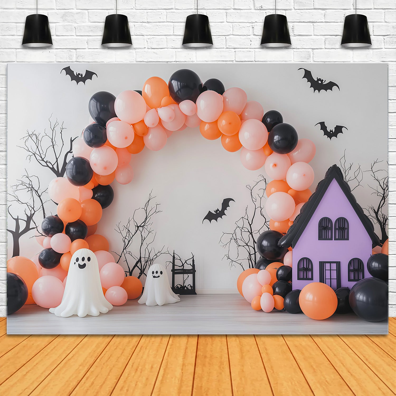 Ghost Arch Backdrop Cartoon House Arch Halloween Backdrop For Photo Booth RR67-187