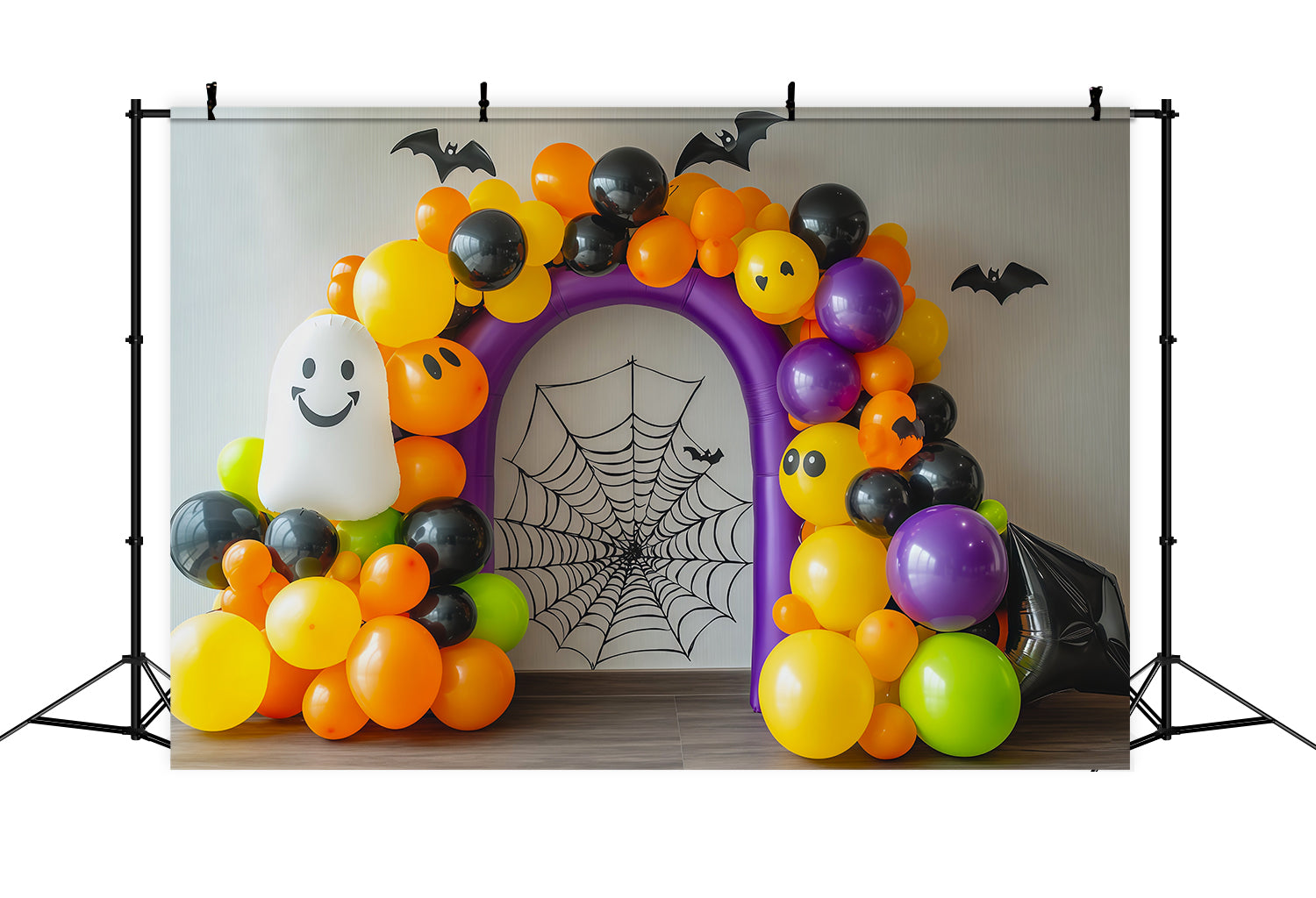 Halloween Balloon Backdrops Colorful Ghost Spiderweb Arch Magic Show Backdrop RR67-191