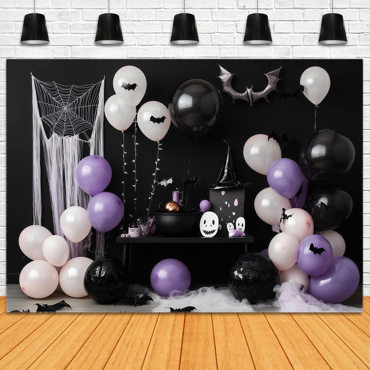 Halloween Balloon Arch Backdrop Witch Cauldron Party Halloween Baby Shower Backdrop RR67-198