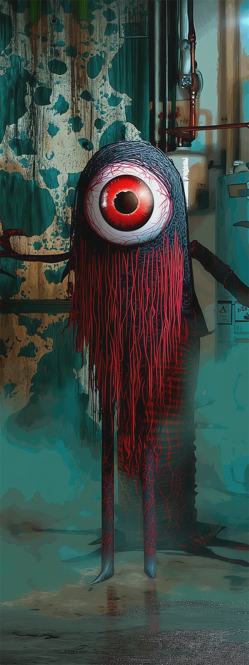 Eyeball Monster Door Crimson Stalker Creature Halloween Front Door Mural RR67-202