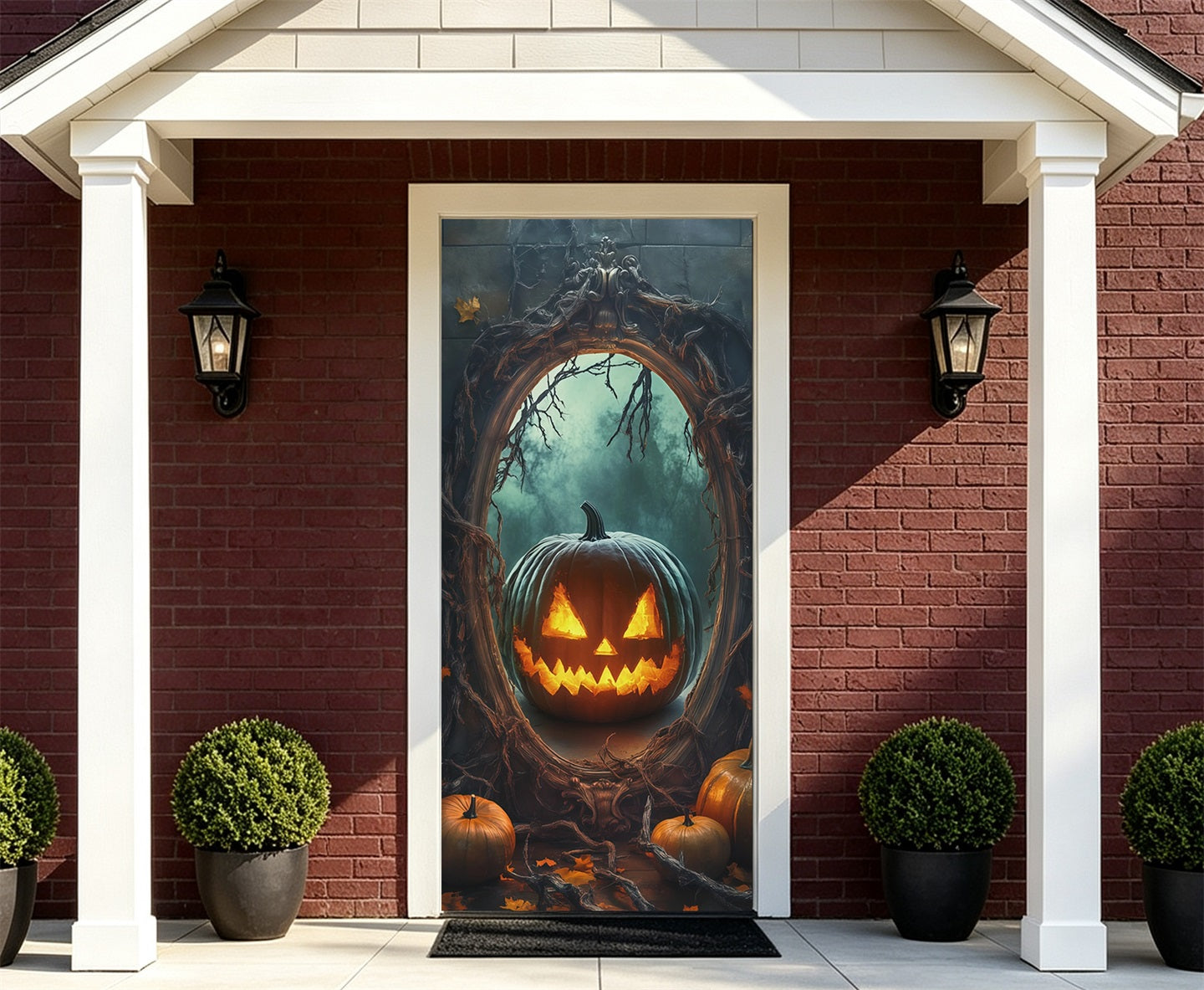 Pumpkin Monster Door Twisted Thorn Mirror Halloween Front Door Curtain RR67-204