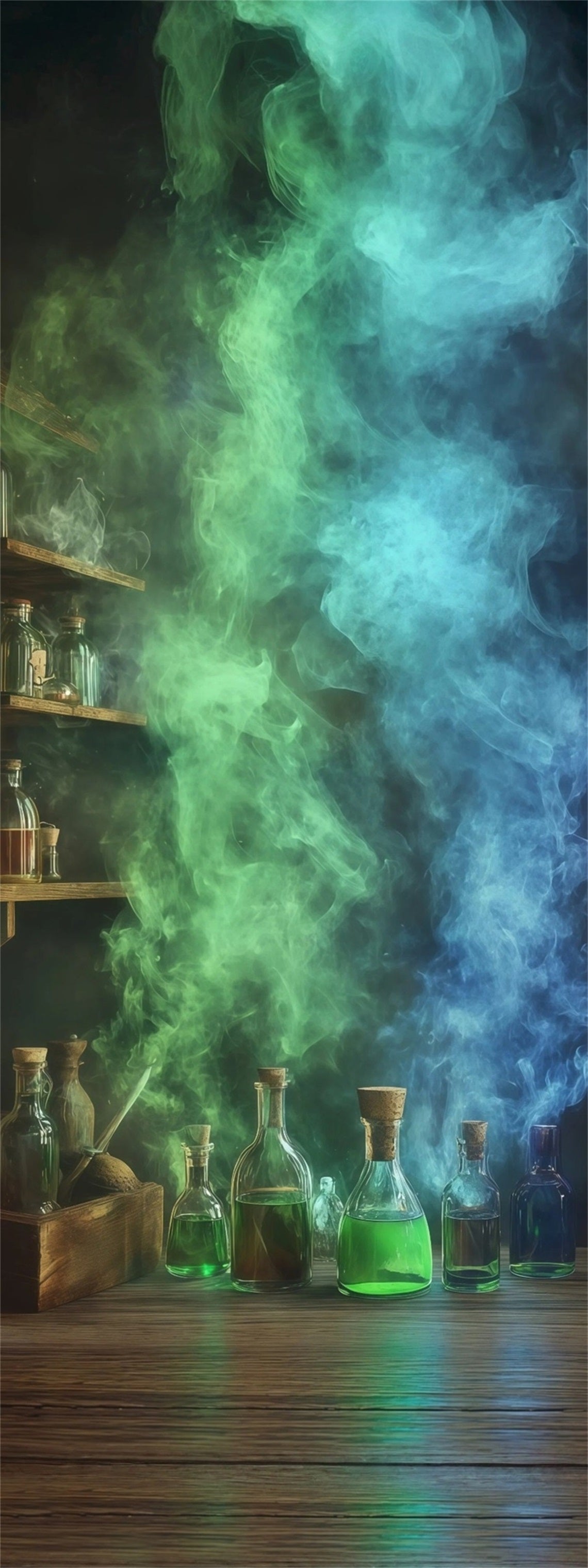 Potion Bottle Door Glowing Smoke Laboratory Halloween Bedroom Door Tapestry RR67-208
