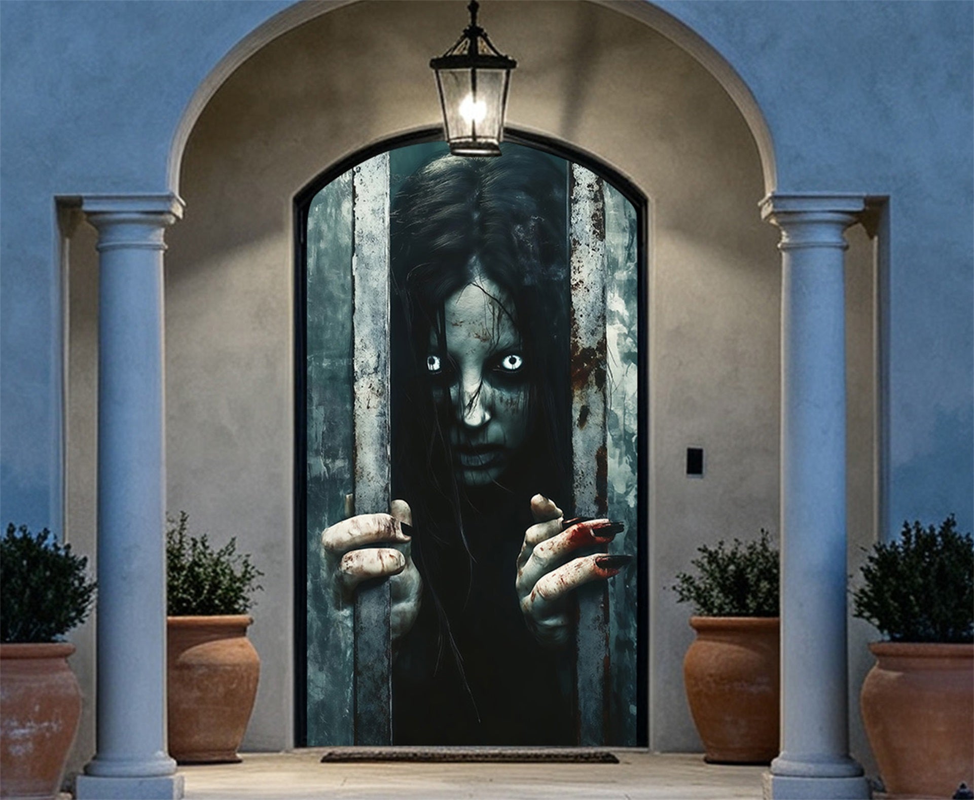 Haunted Mansion Door Pale Eyed Doorway Woman Halloween Door Cover RR67-220