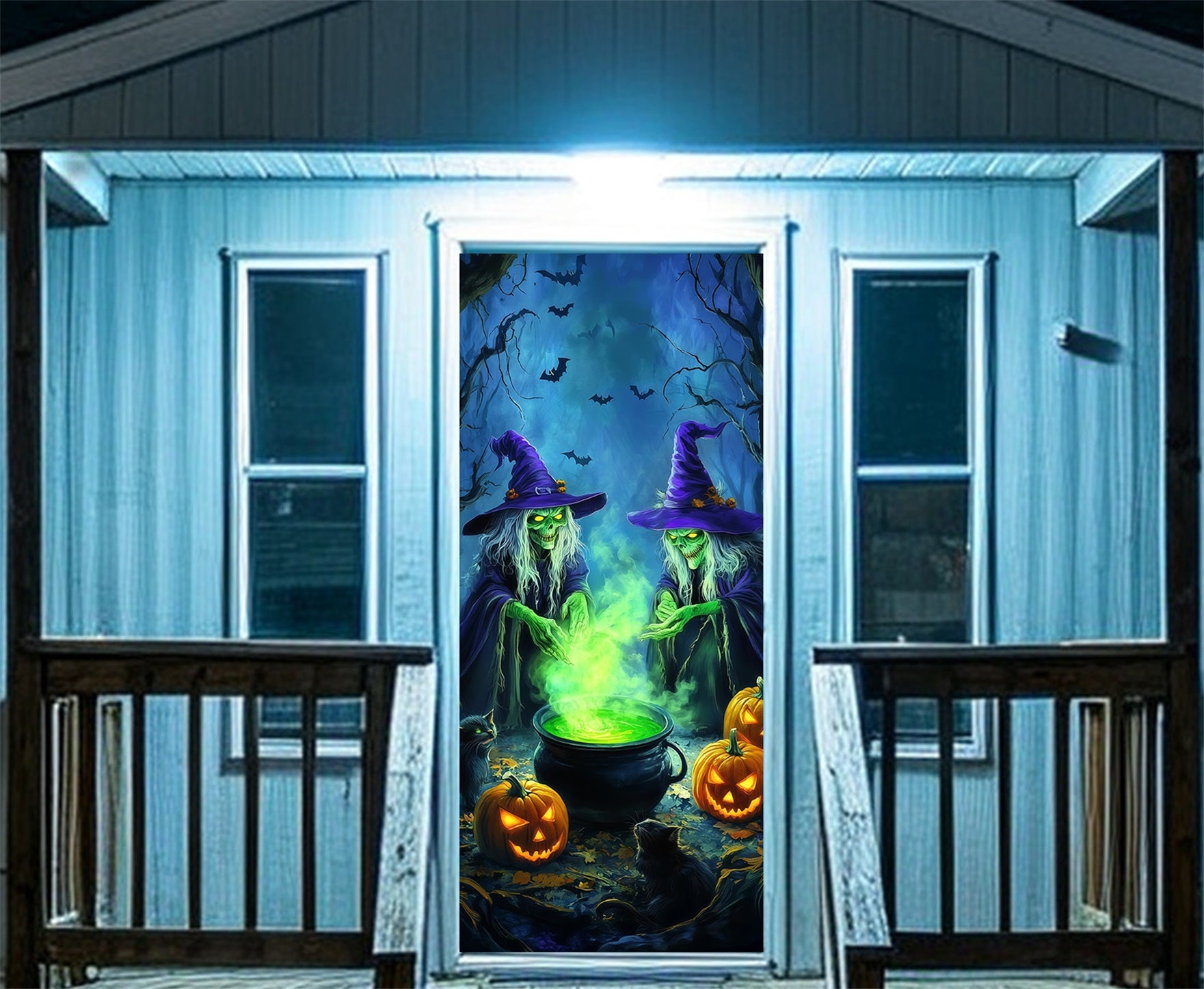Witch Potion Door Twin Witch Cauldron Ritual Halloween Door Sign RR67-229