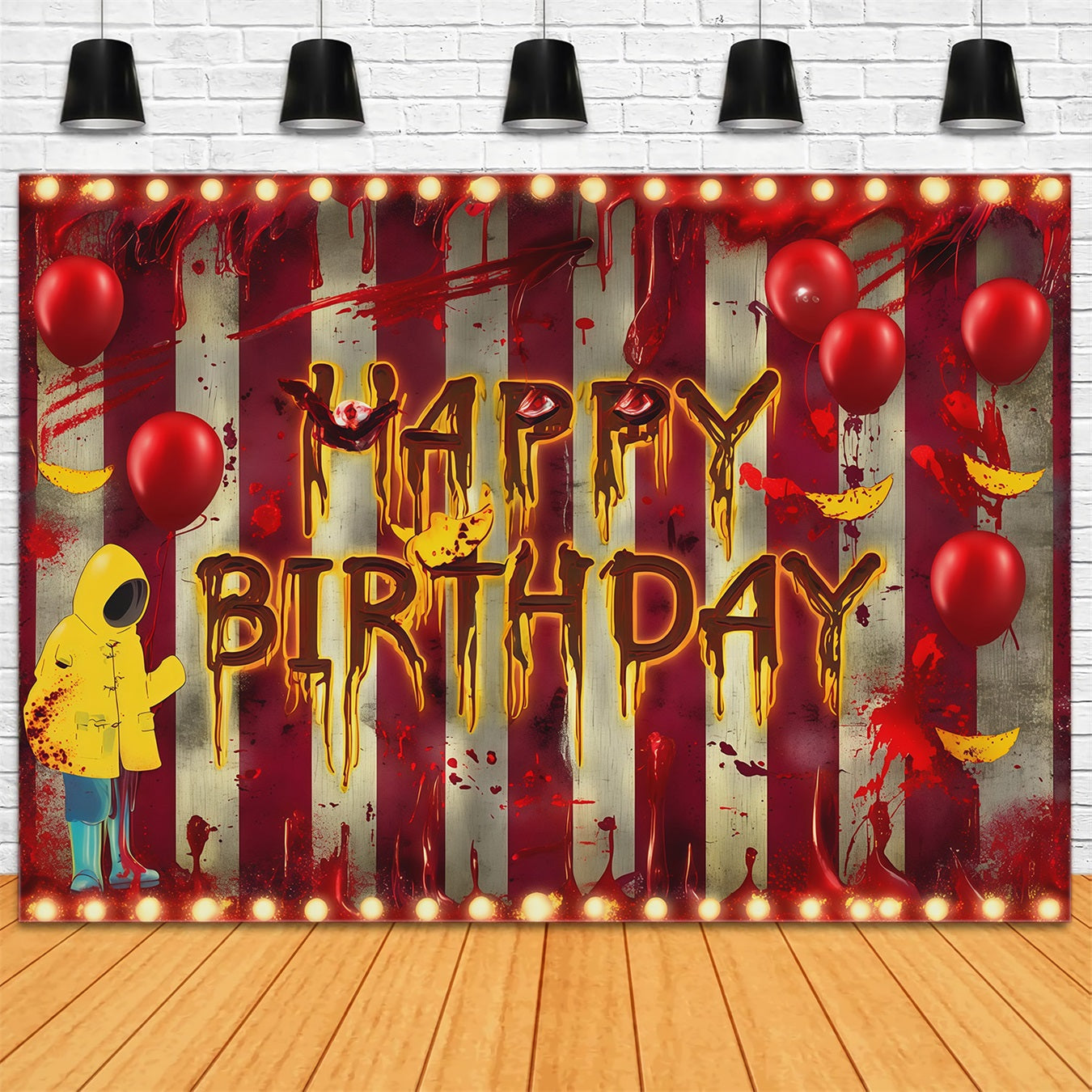 Halloween Picture Backdrops Bloody Letters Balloon Wall Halloween Birthday Backdrop RR67-26