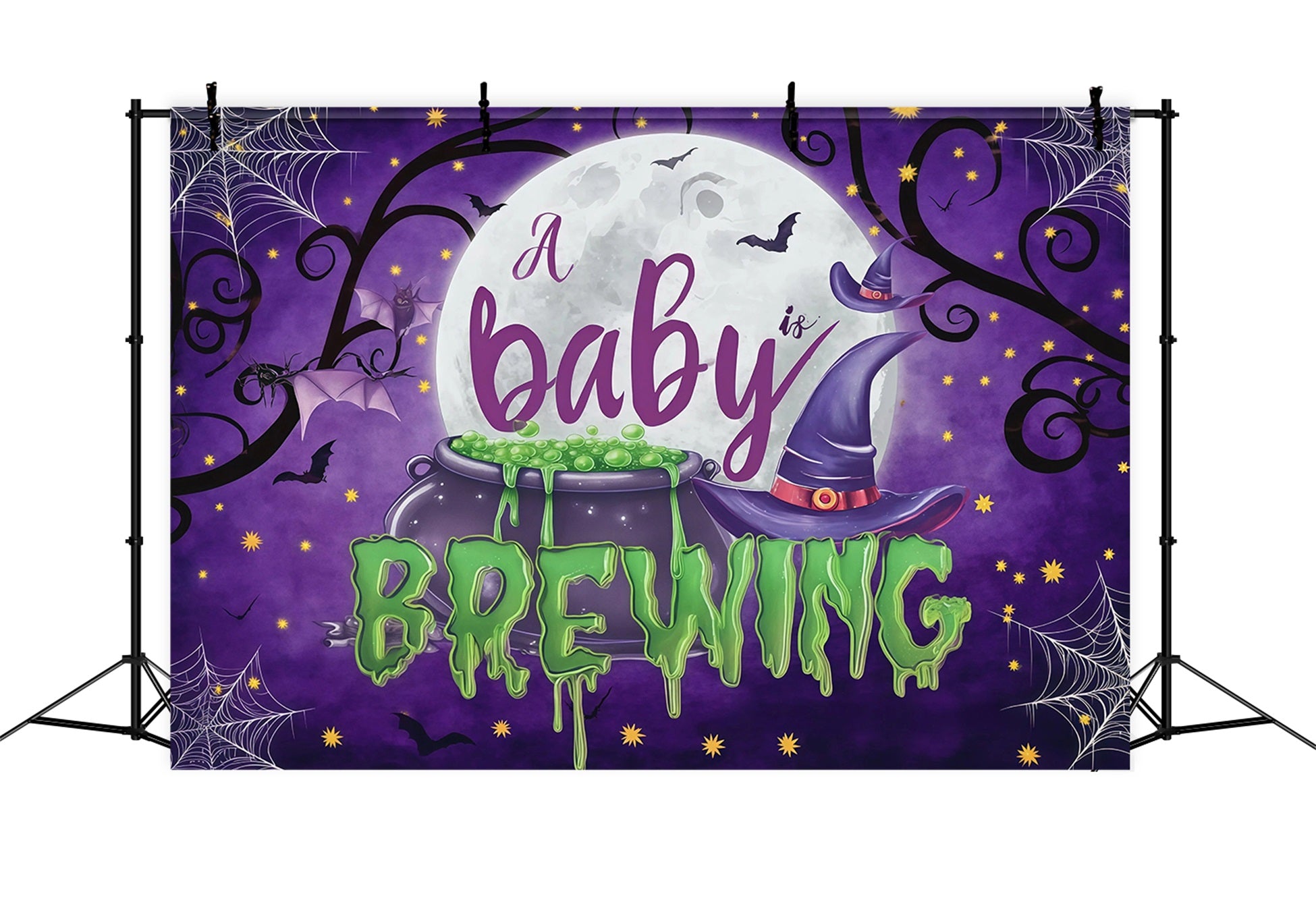 Halloween Baby Shower Backdrop Baby Brewing Witch Cauldron Photography Halloween Backdrop RR67-36