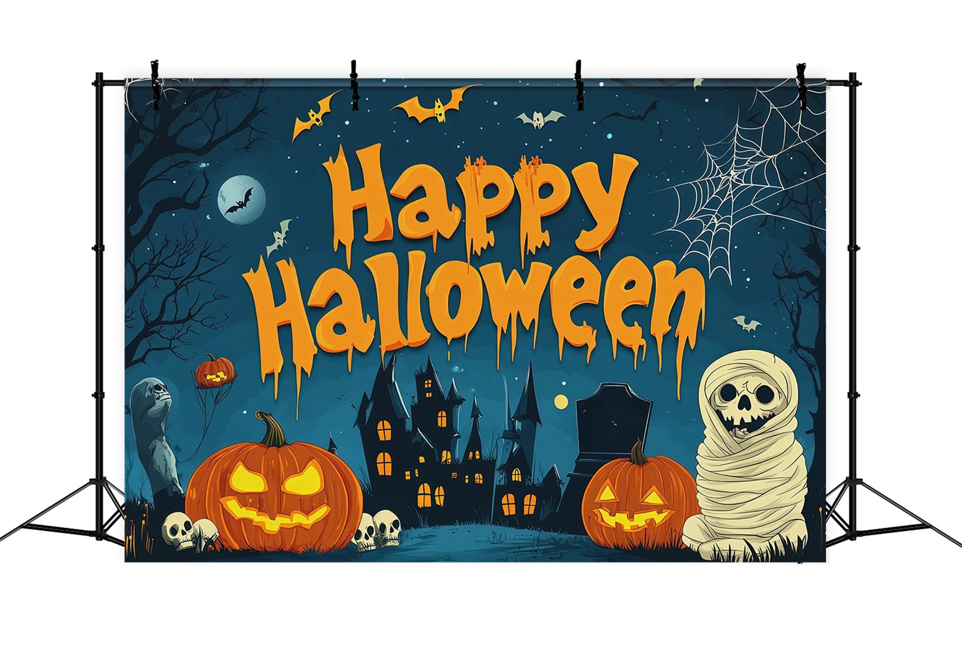 Halloween Party Backdrop Ideas Mummy Pumpkin Haunted Castle Halloween Scary Backdrops RR67-38