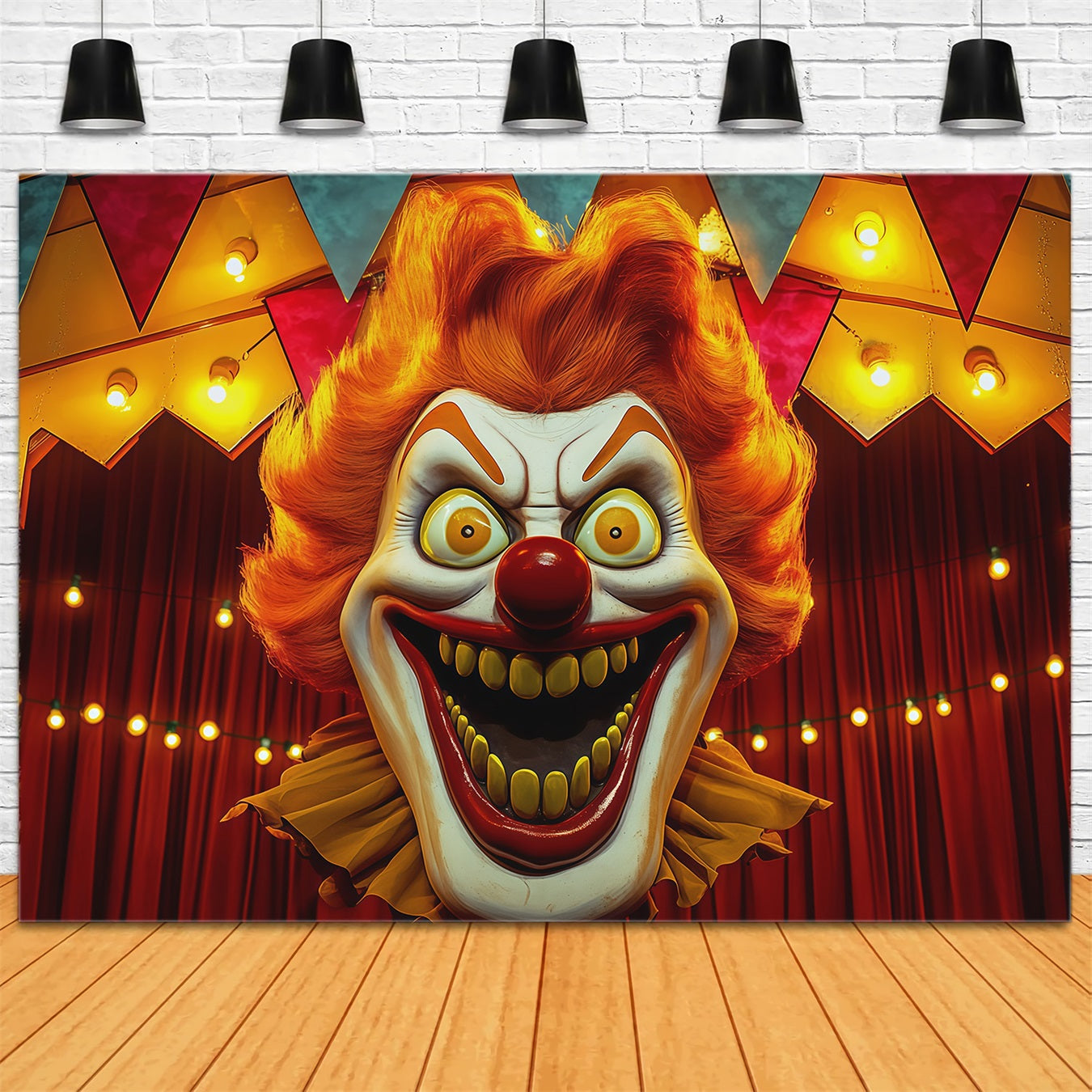 Halloween Backdrops For Pictures Creepy Clown Circus Stage Halloween Circus Backdrop RR67-39