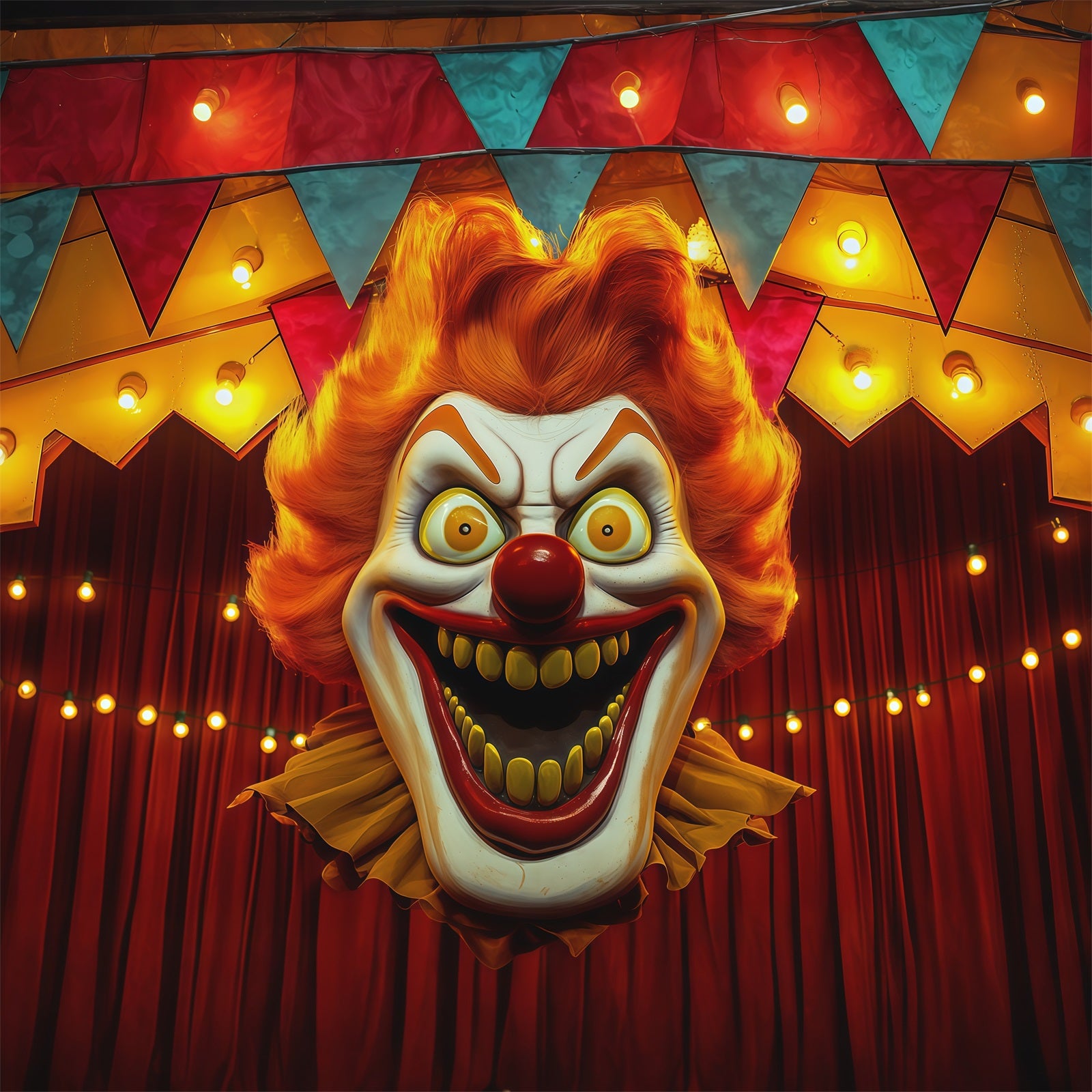 Halloween Backdrops For Pictures Creepy Clown Circus Stage Halloween Circus Backdrop RR67-39